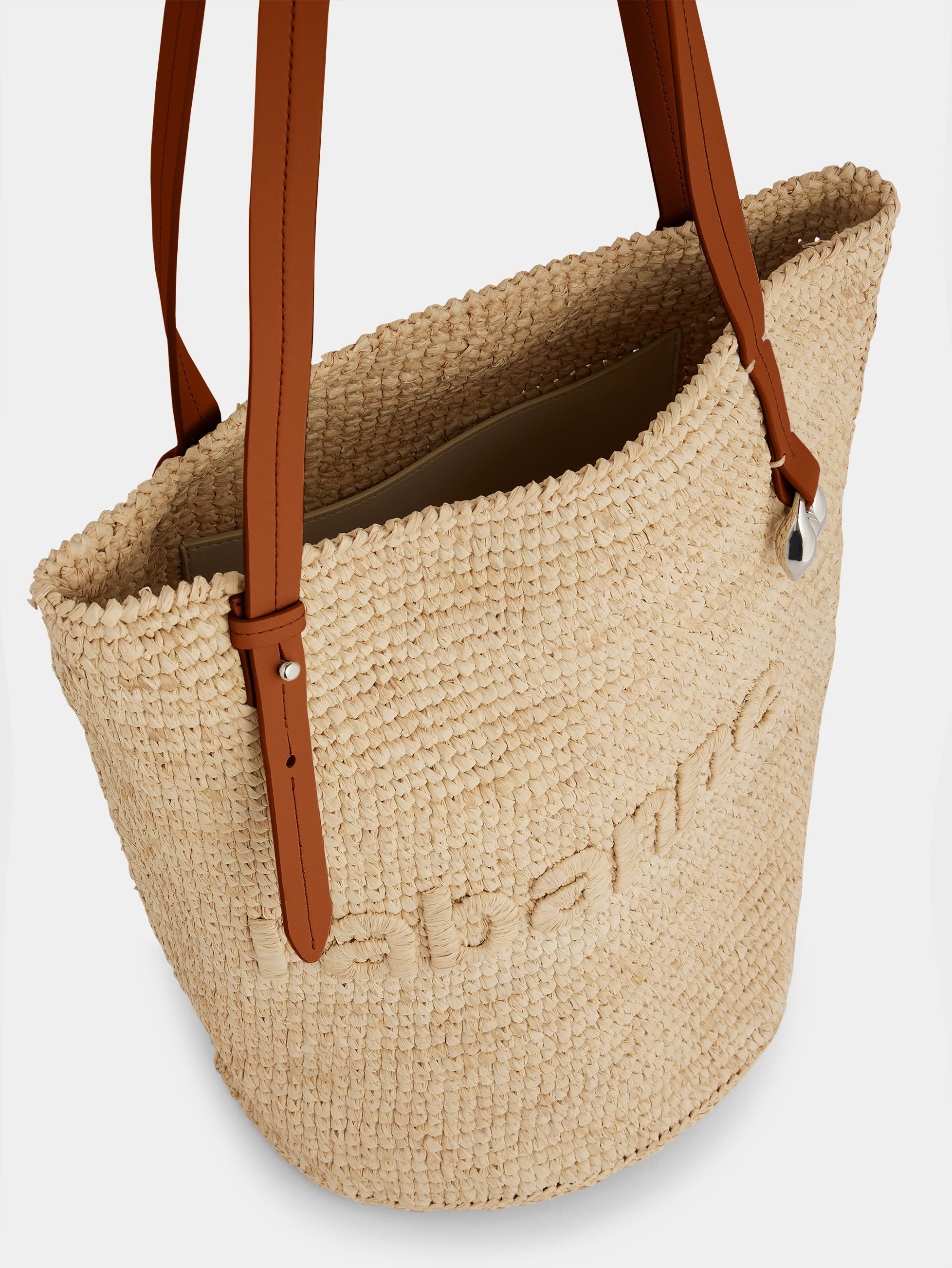 BEIGE RAFFIA TOTE BAG WITH LOGO - 6