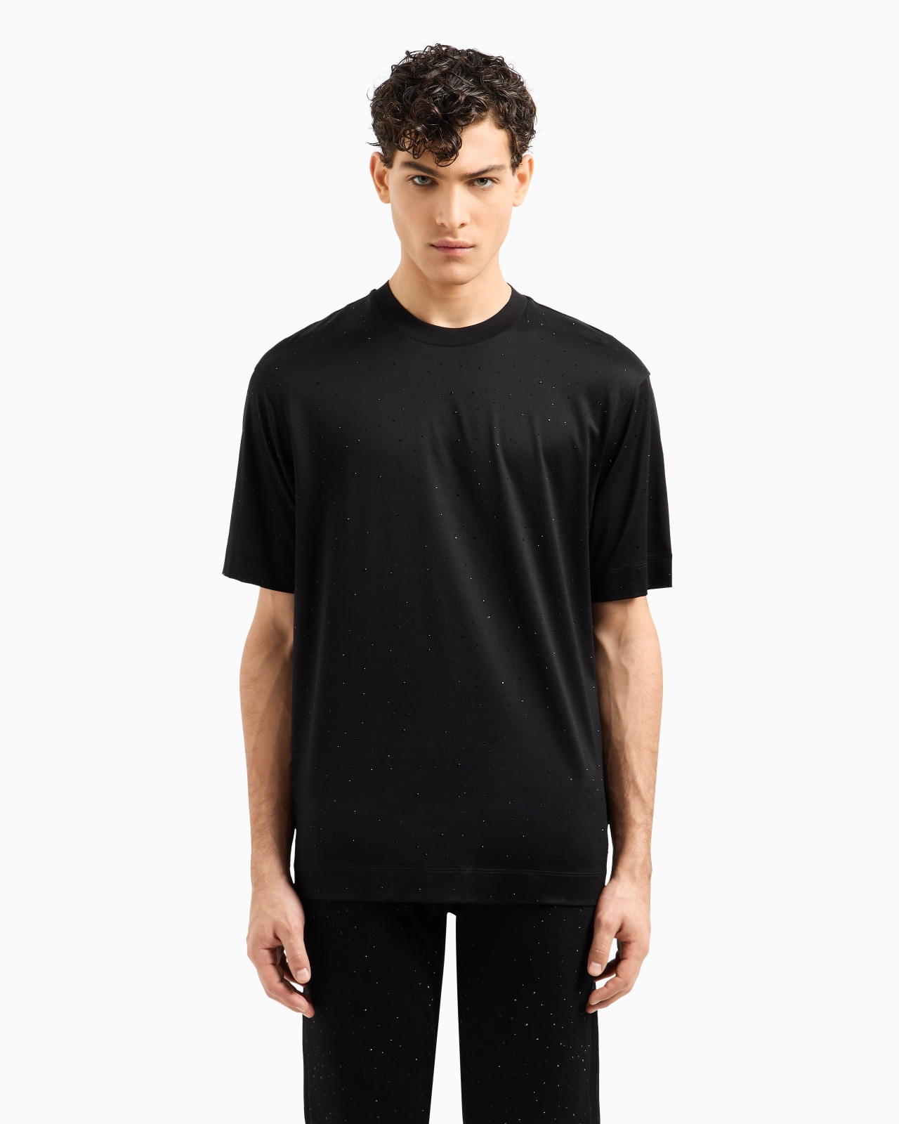 ASV CLUBWEAR T-SHIRT IN A LYOCELL BLEND JERSEY WITH ALL-OVER RHINESTONES - 4