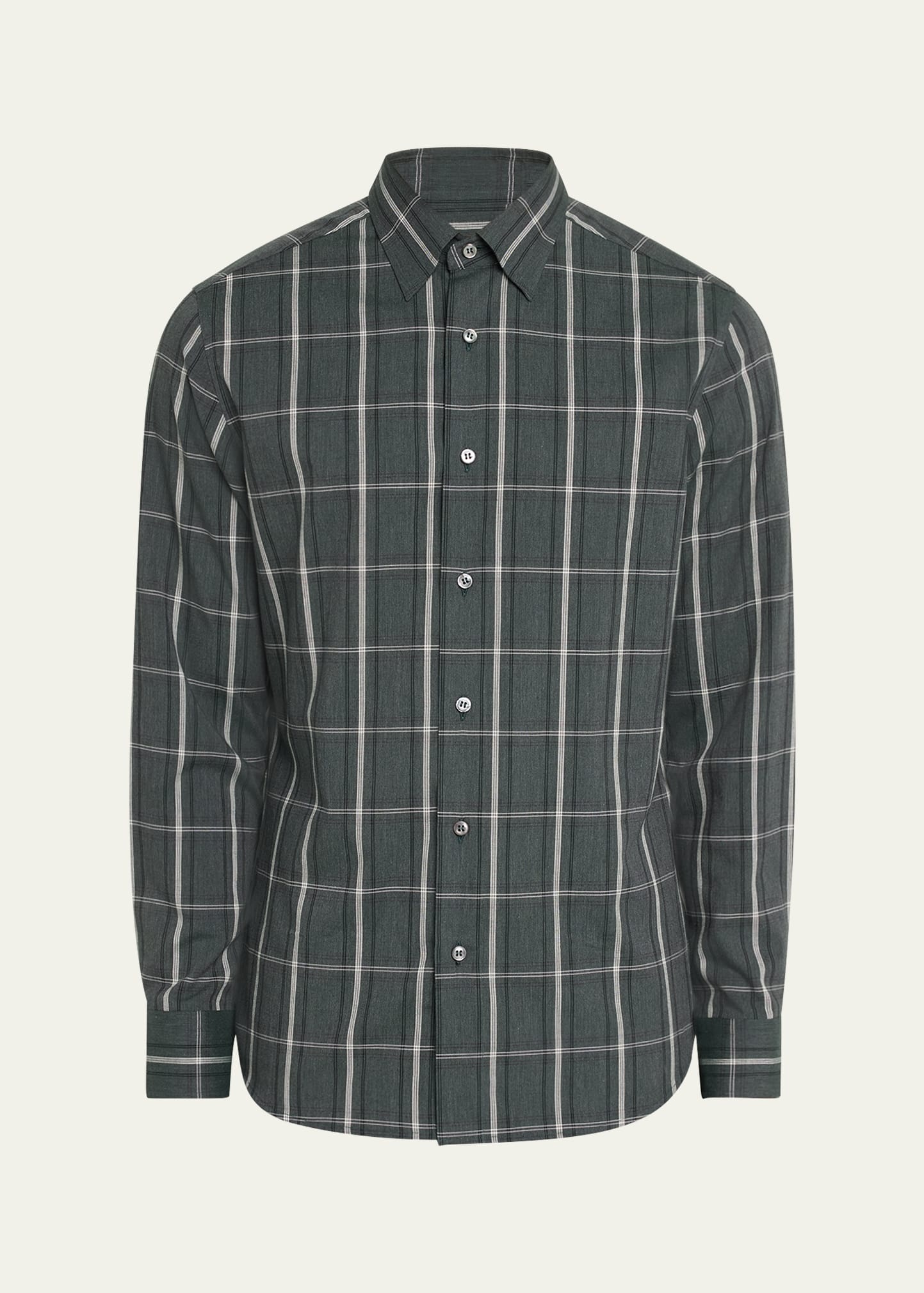 Men's Cotton-Cashmere Check Sport Shirt - 1