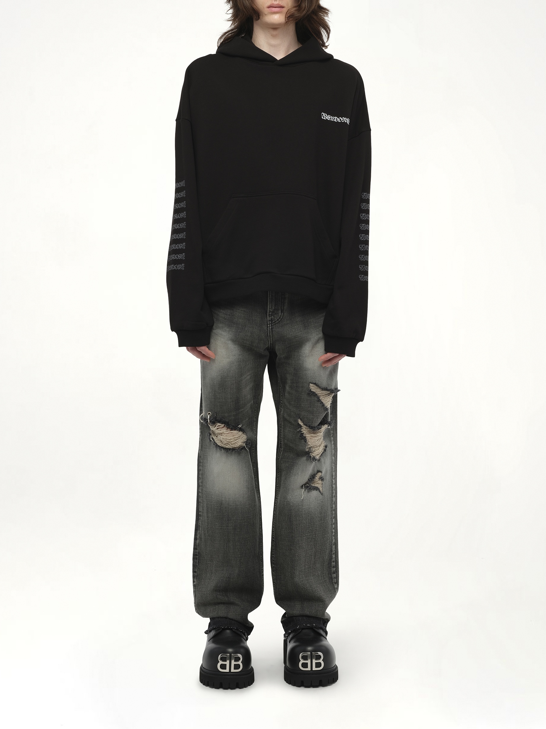 Punk Teddy Hoodie in Black - 6