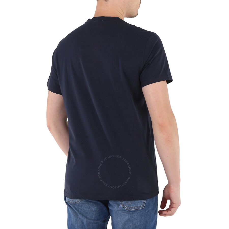 Burberry Men's Navy Embroidered Logo T-shirt - 4
