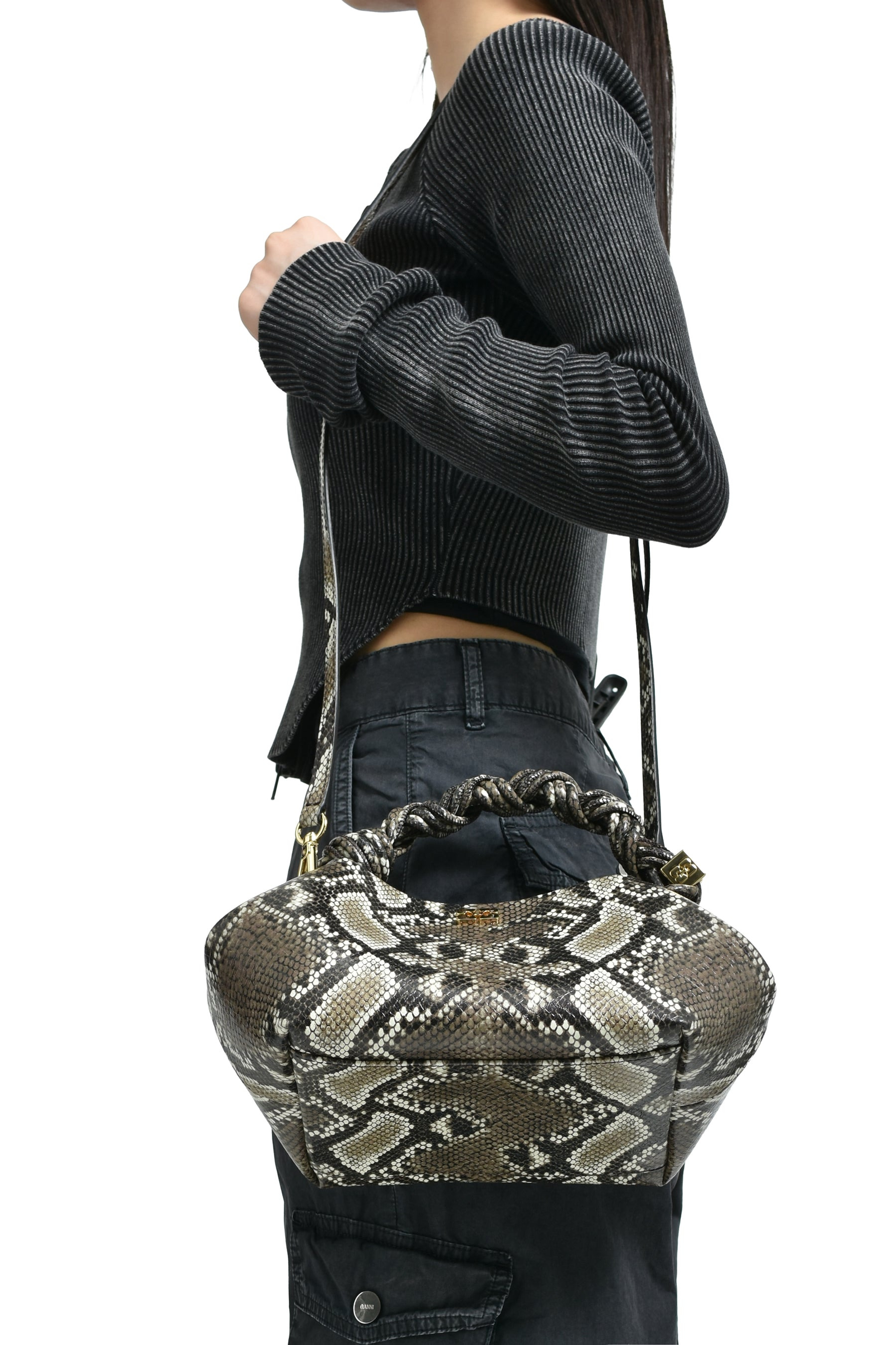 GANNI BOU BAG SMALL SNAKE / EGRET - 4