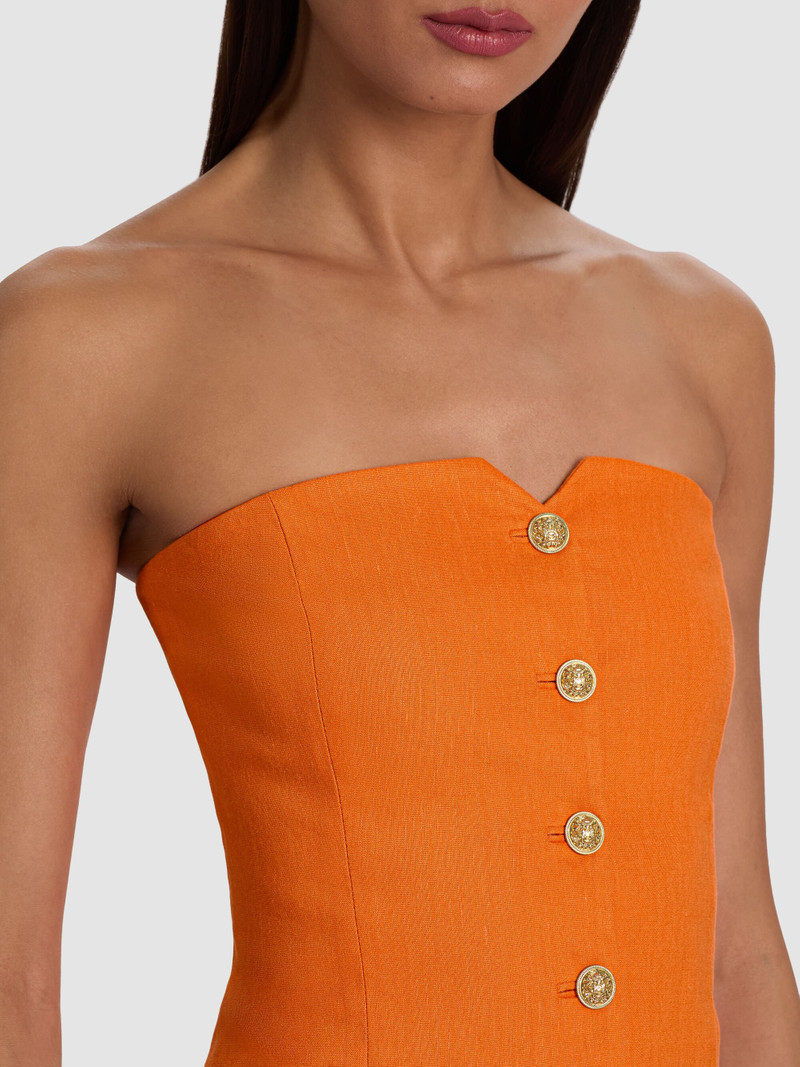 KELCEY STRAPLESS LINEN VEST - ORANGE PEEL 5
