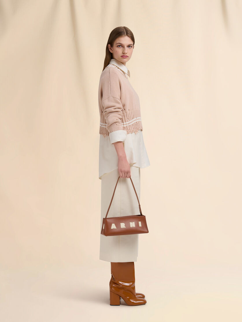 BROWN LEATHER MUSEO BAGUETTE BAG - 2