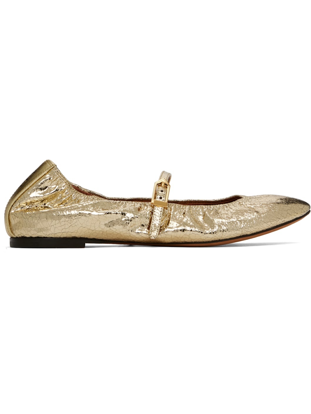 Gold Mary Jane Ballerina Flats - 1