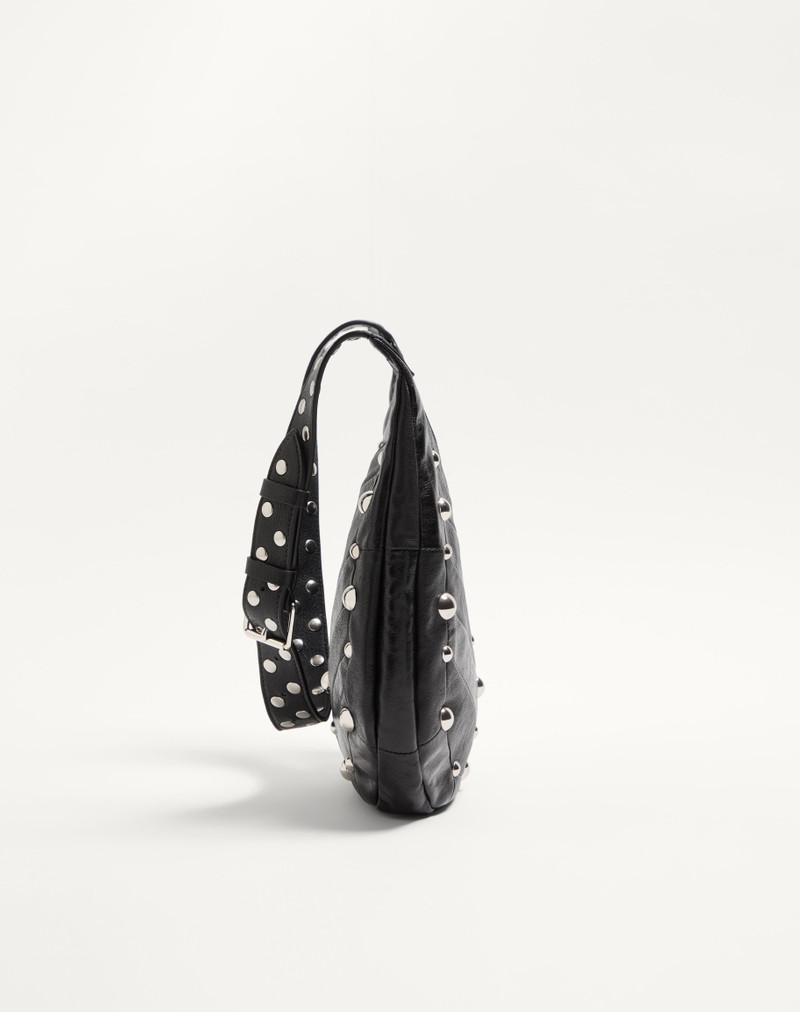 VALENTINO GARAVANI HOBOHO SMALL NAPPA LEATHER HOBO BAG WITH CHEVRON PATTERN AND STUDS 4