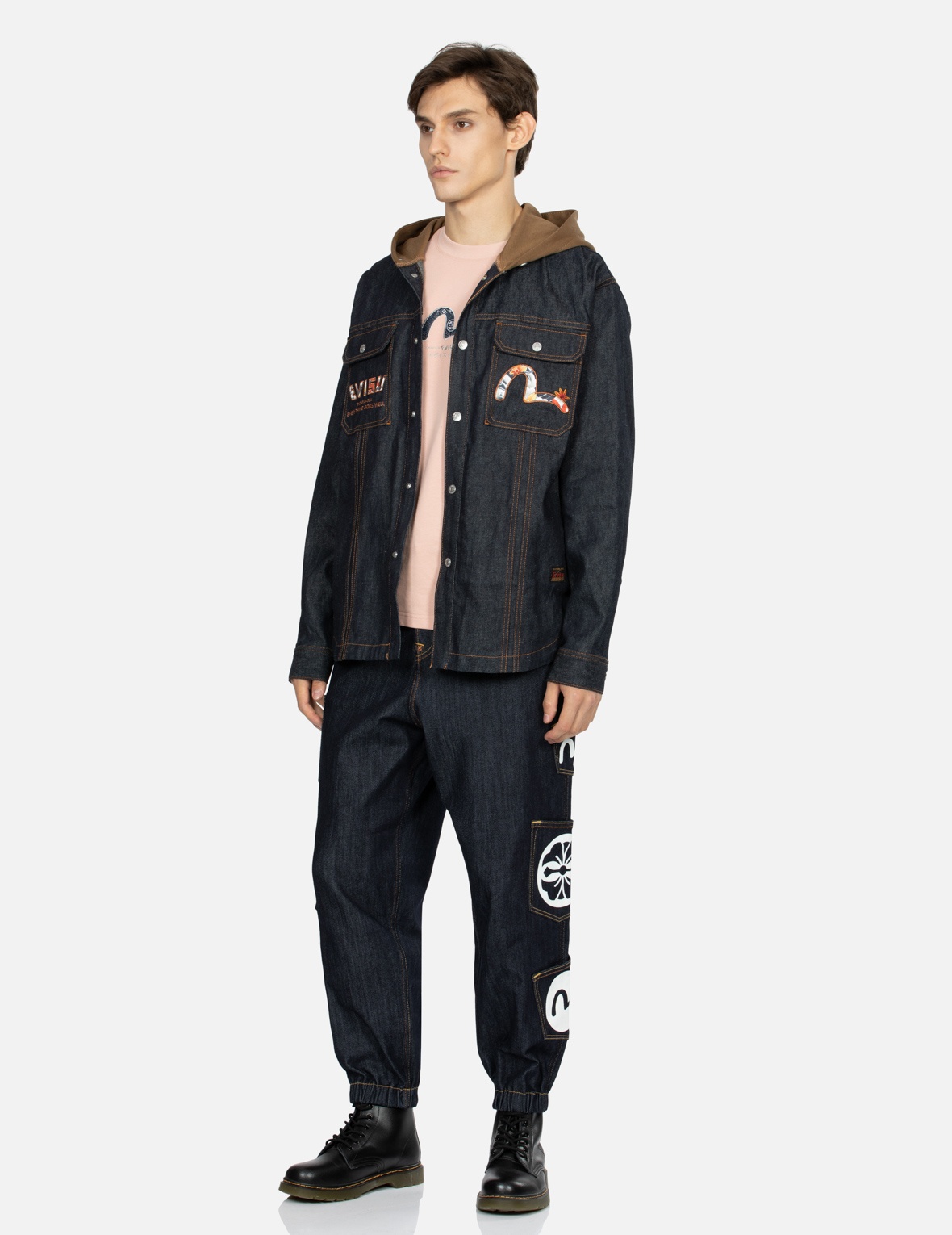 KAMON APPLIQUÉ RELAX FIT 2-IN-1 DENIM SHACKET - 4