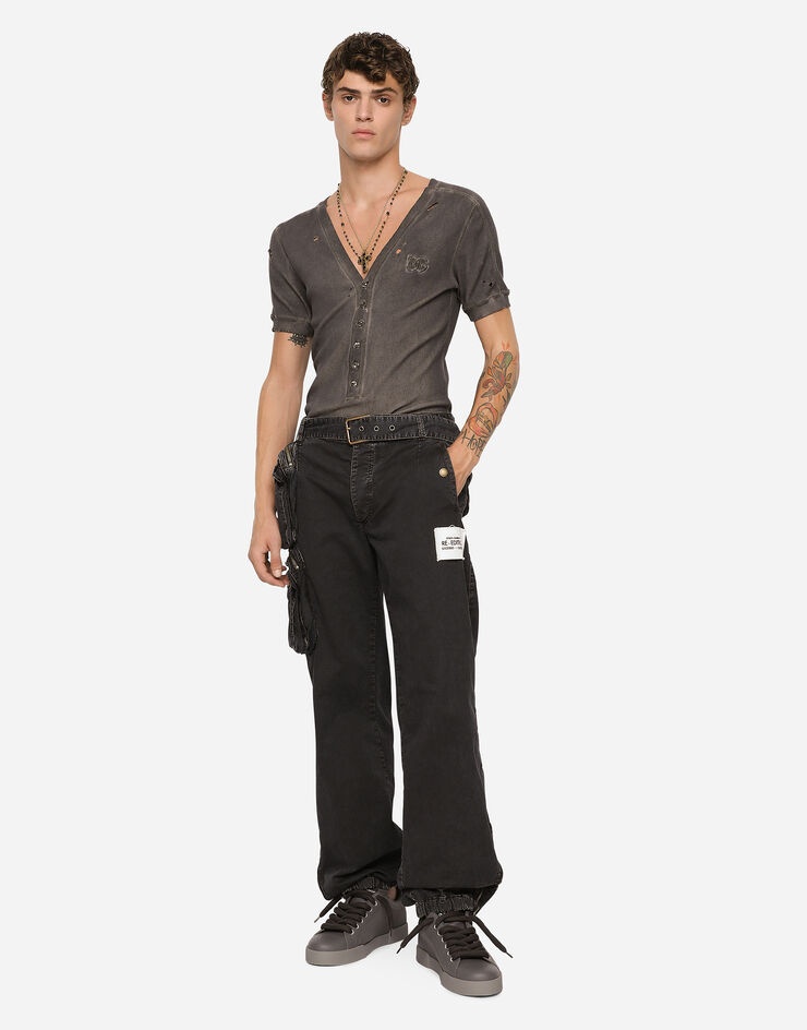 Cotton pants with belt and belt bag - 5