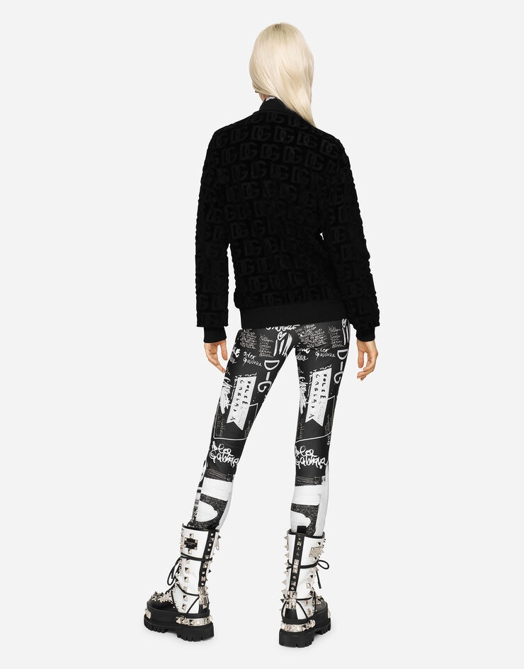 Jacquard jersey sweatshirt with all-over DG detail and zipper - 5