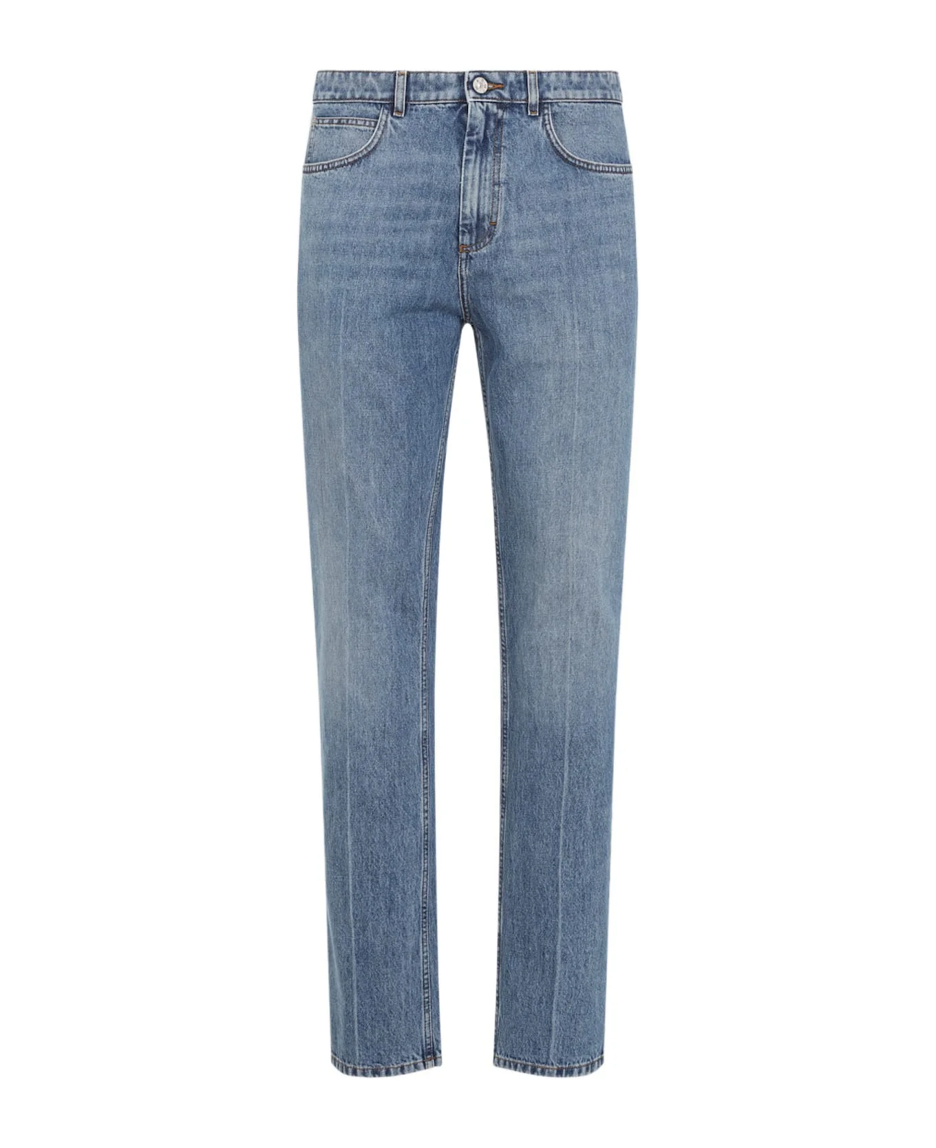 Washed Bull Denim 5-pocket Jeans - 1