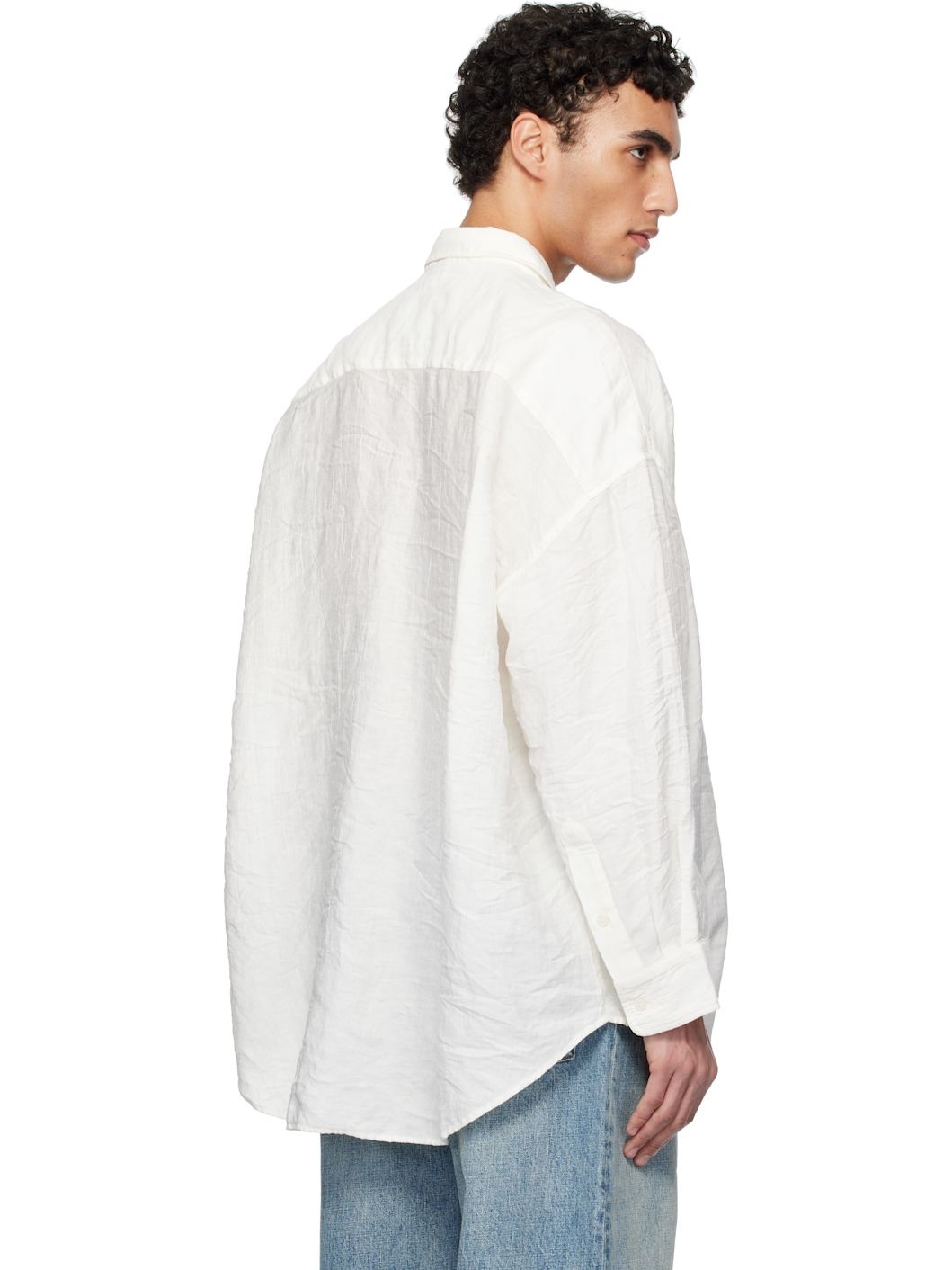 White Drop Neck Shirt - 3
