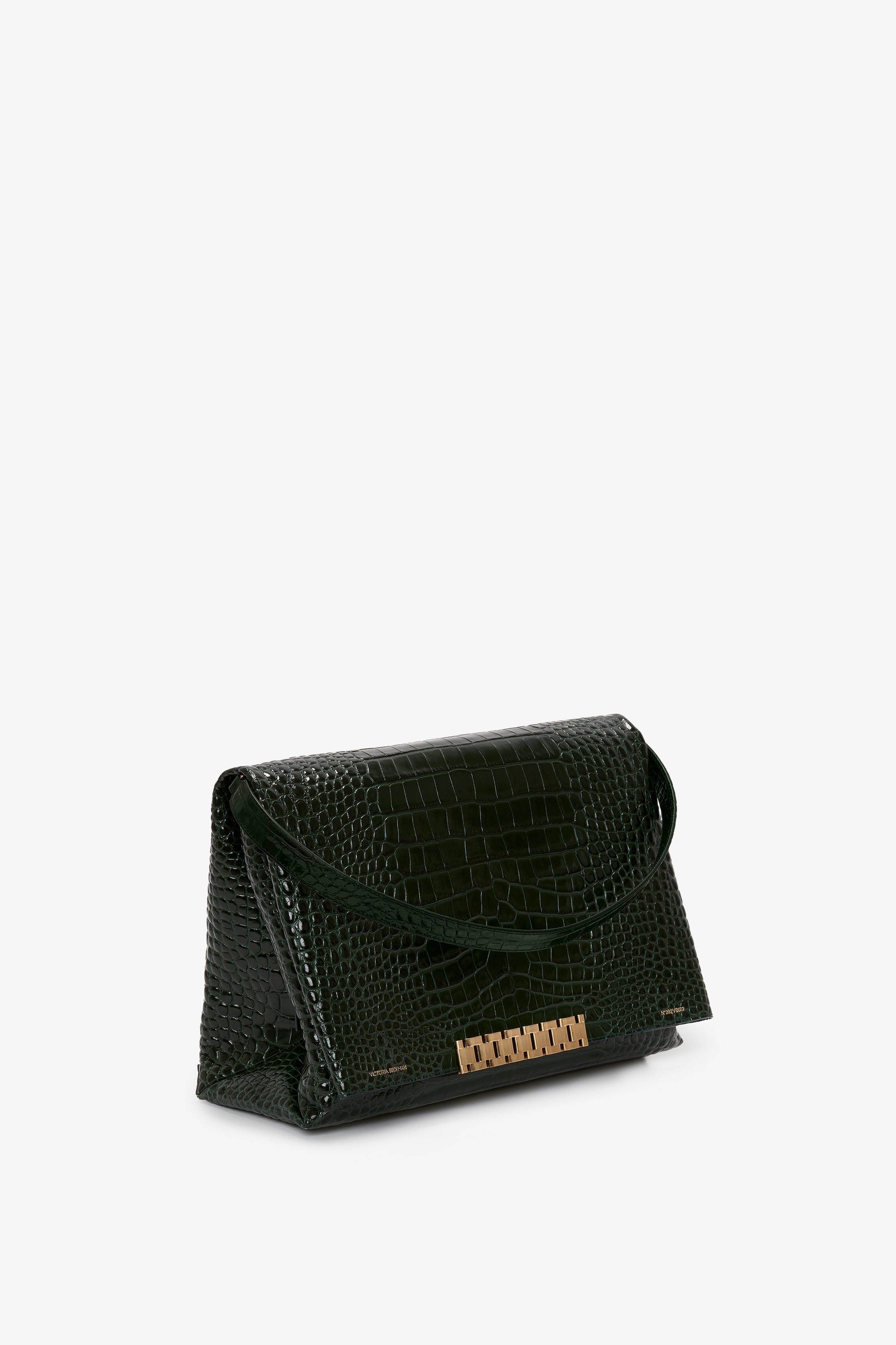 Jumbo Chain Pouch in Dark Forest Croc Leather - 3
