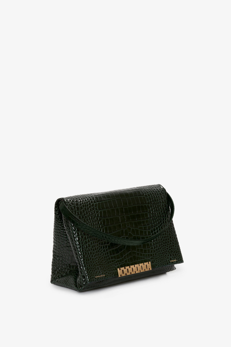 Jumbo Chain Pouch in Dark Forest Croc Leather 3