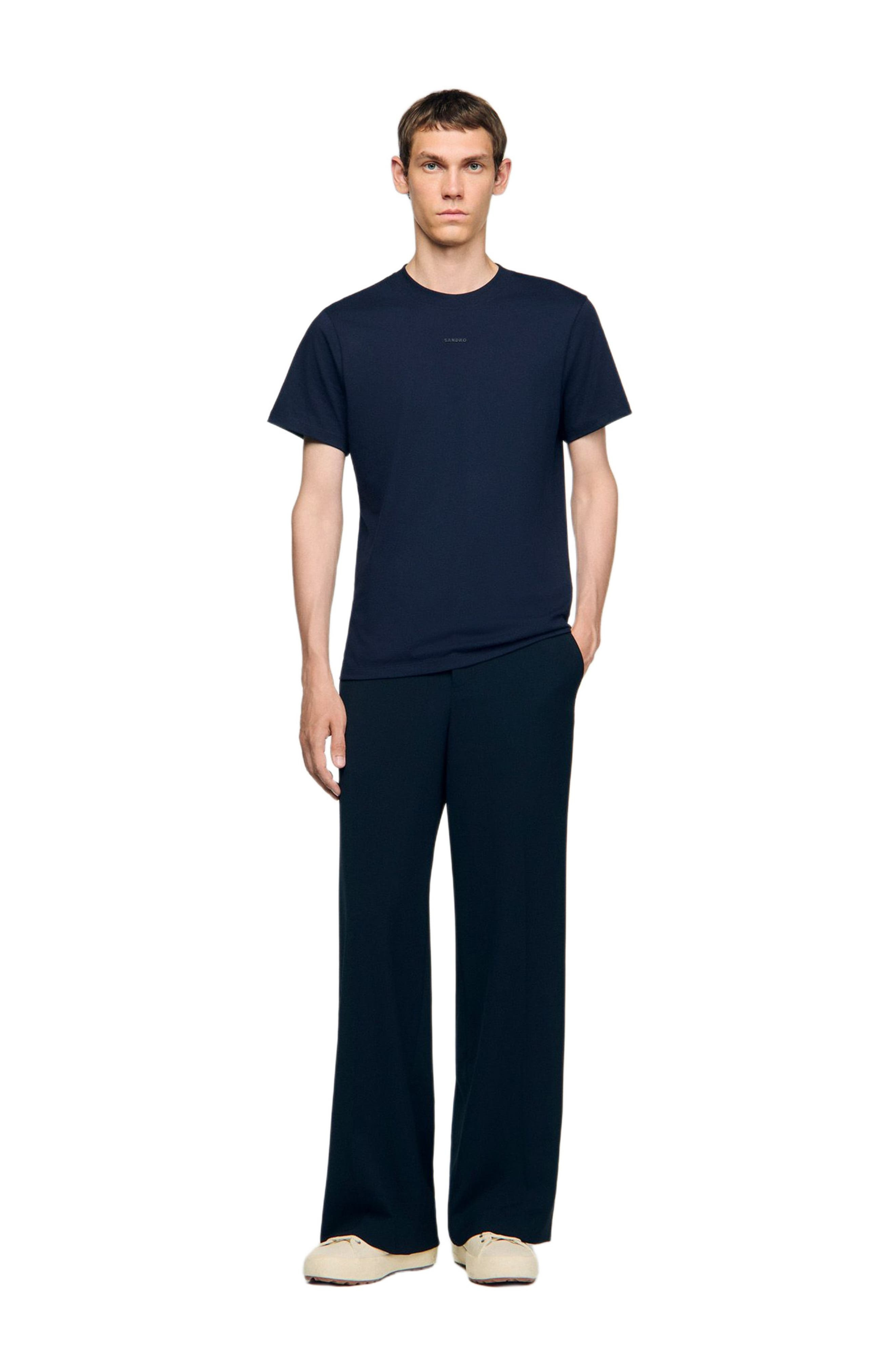 SANDRO Cotton T-shirt with logo in Midnight Blue at Nordstrom - 6