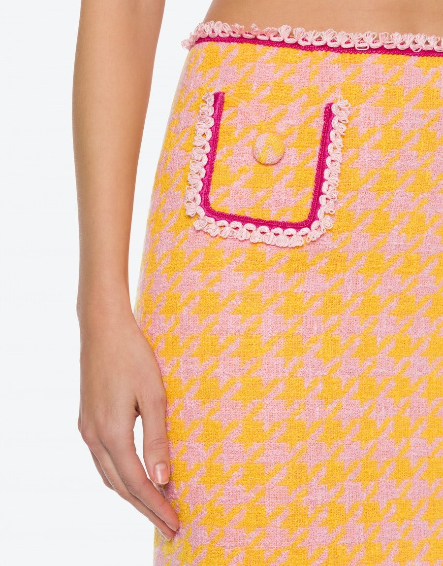 COTTON AND NYLON HOUNDSTOOTH SKIRT - 4