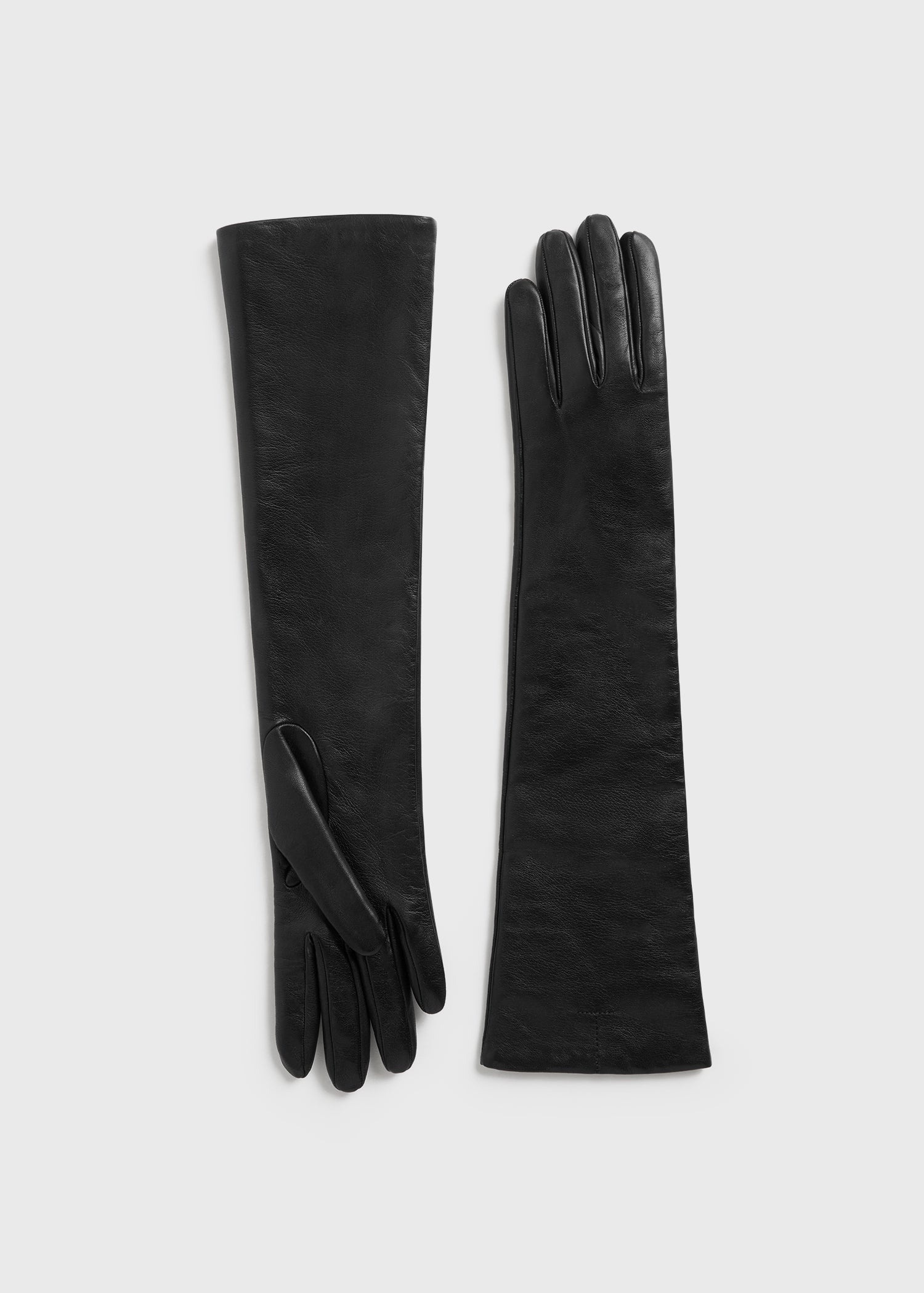 Long leather gloves black - 1