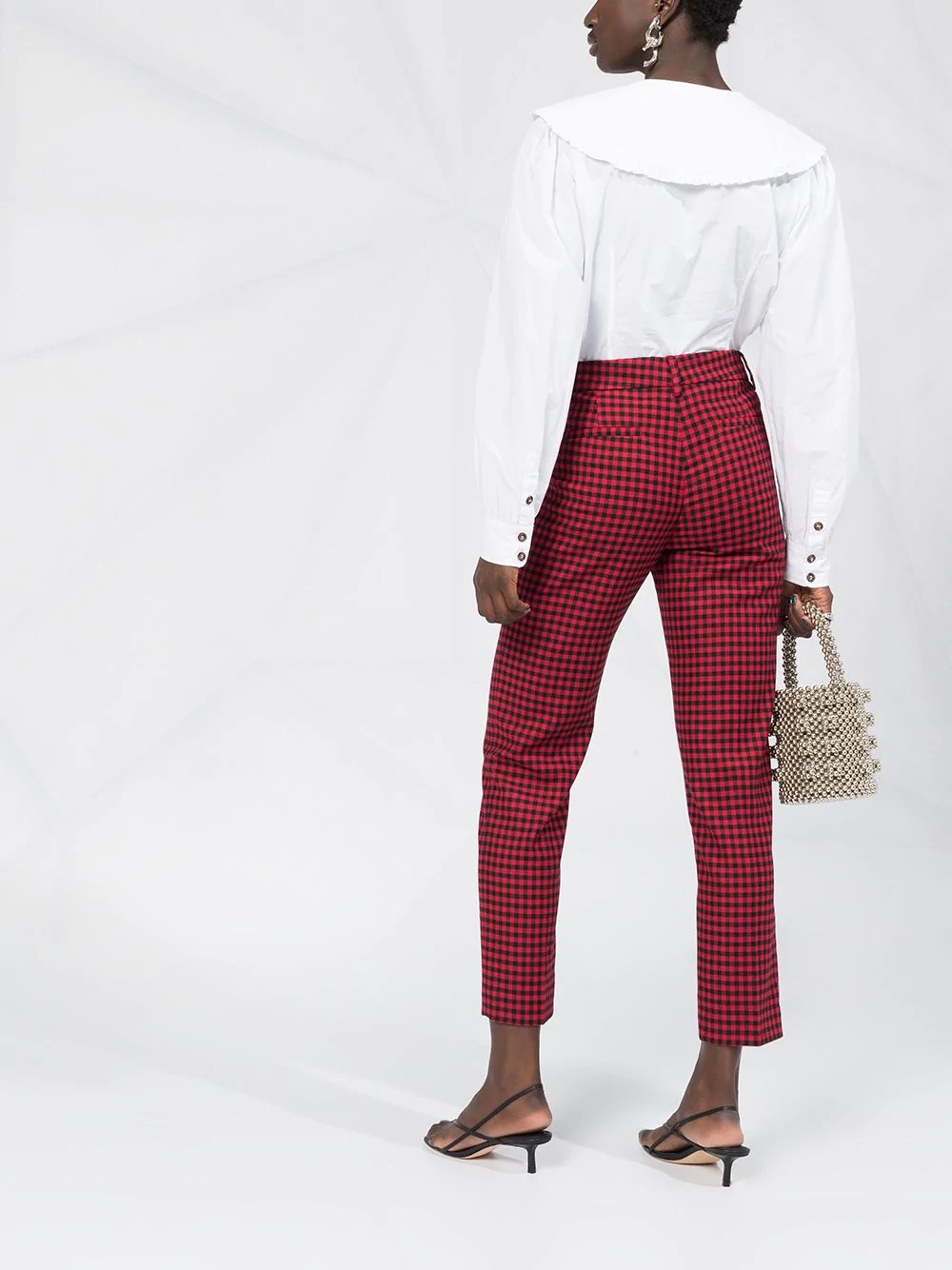 check-pattern cropped trousers - 6