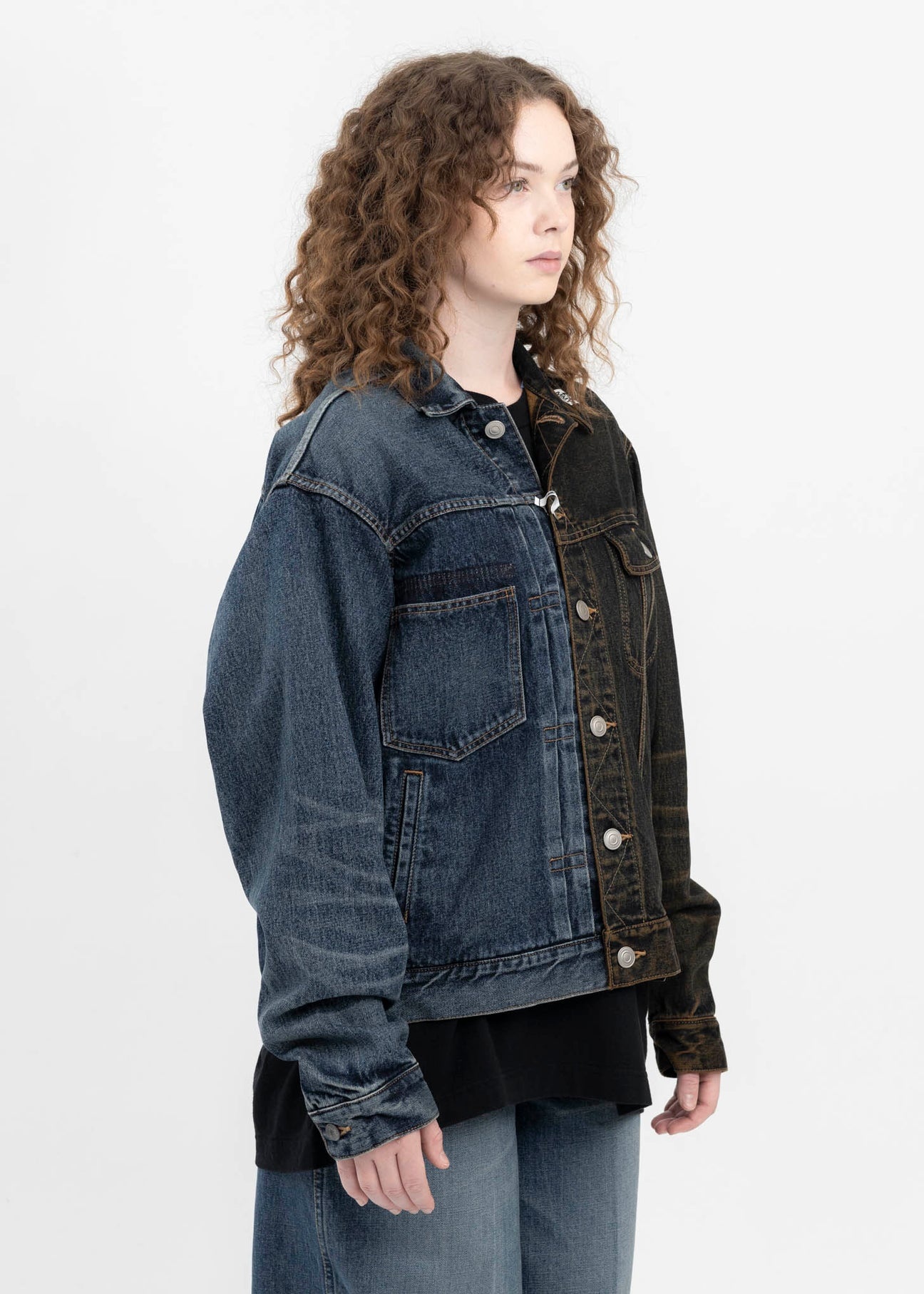 Indigo W-Combined Denim Jacket - 4