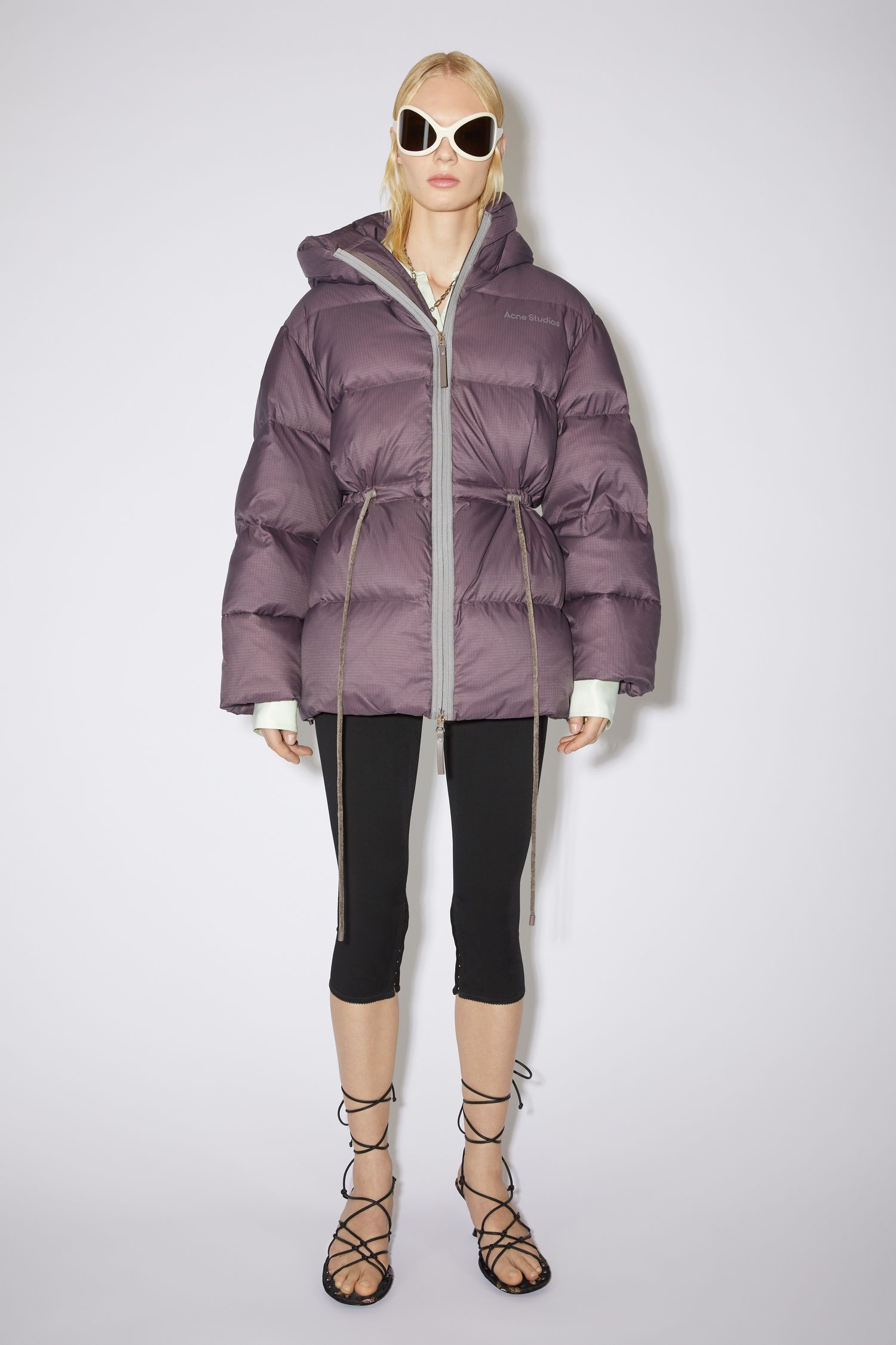 Hooded puffer coat - Mauve purple - 2