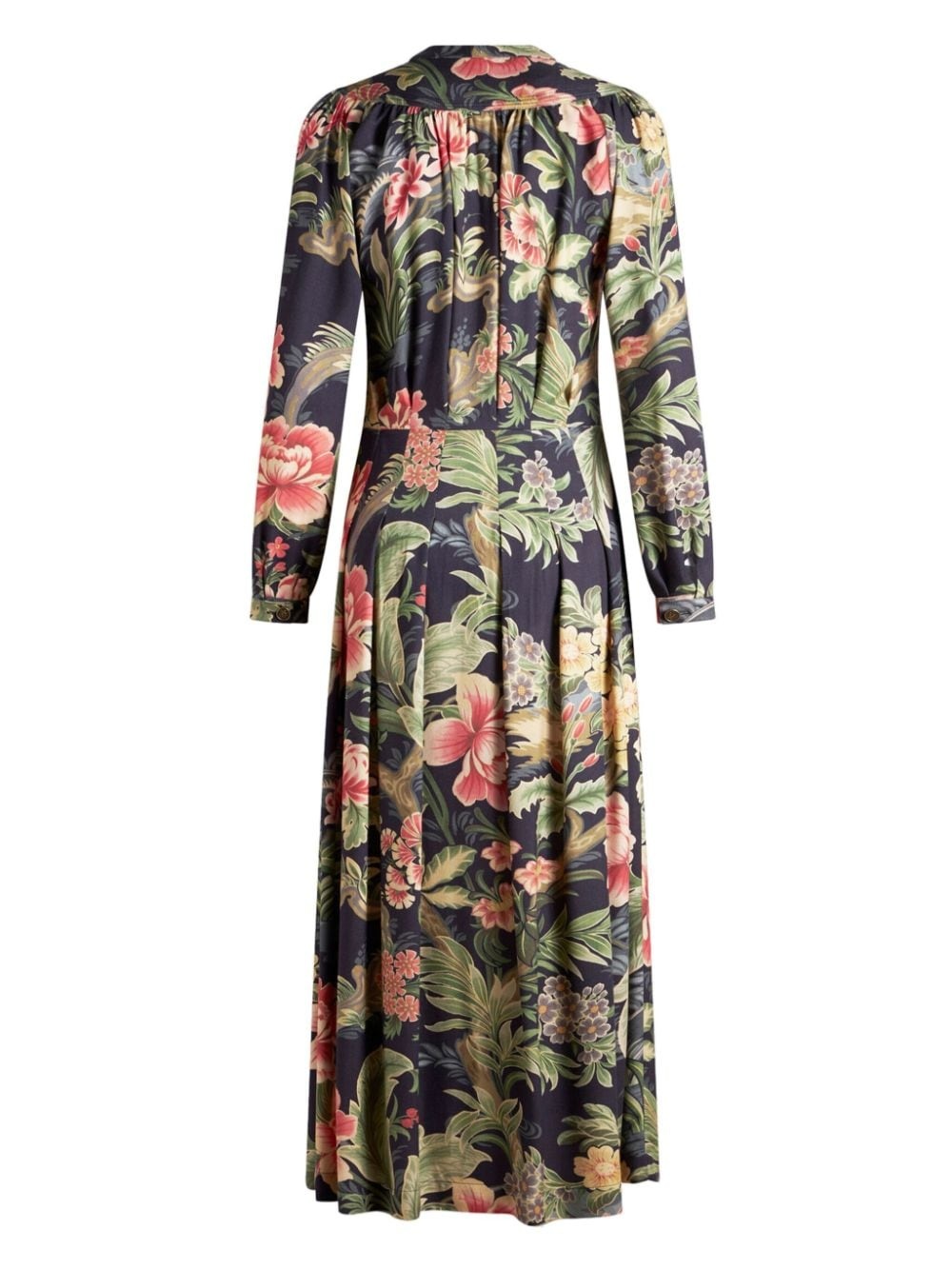 floral-printed twill shirt dress - 6