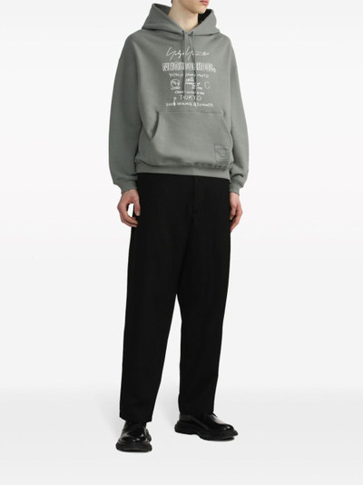 Yohji Yamamoto logo-print cotton hoodie outlook