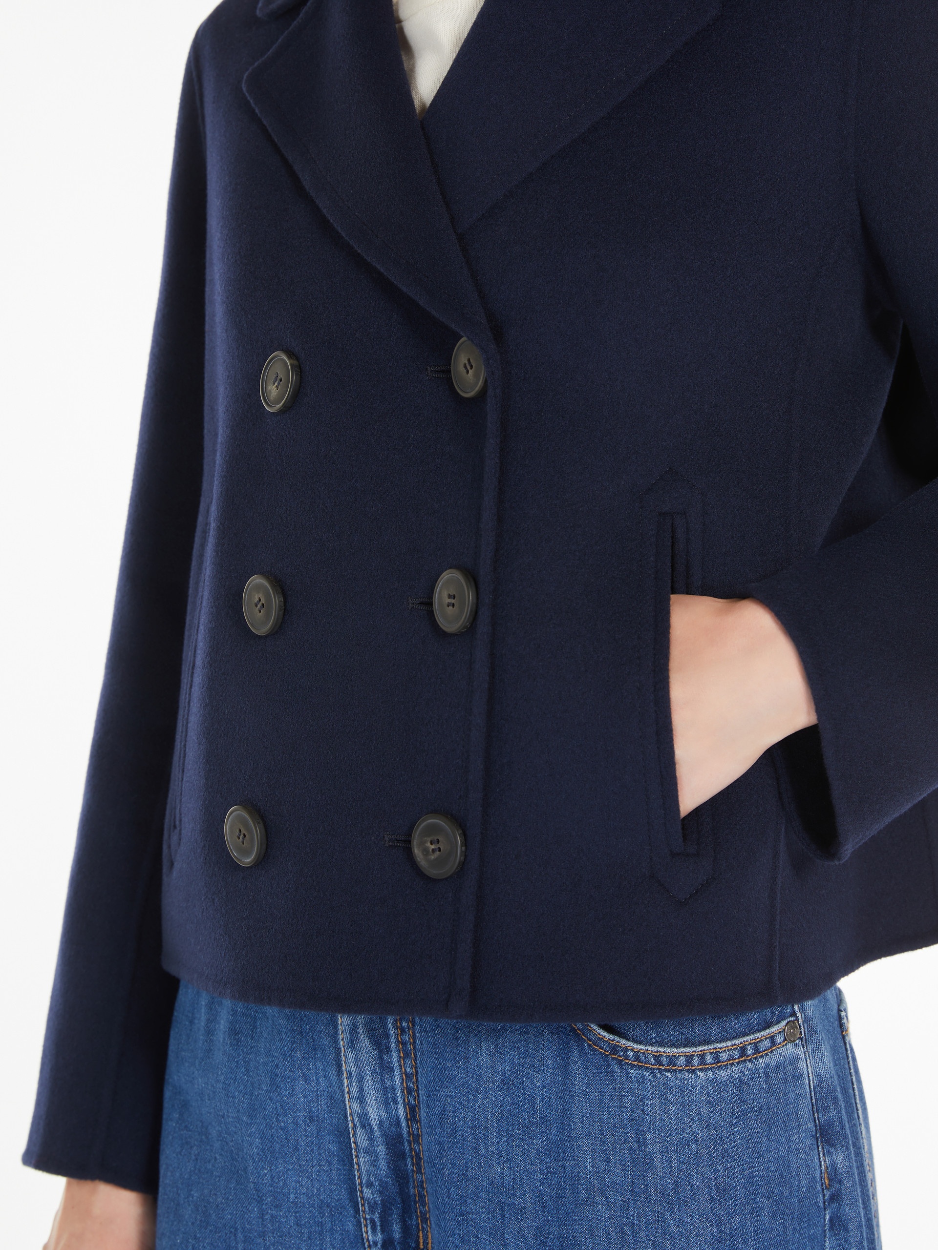 TAGLIO Double-sided wool double-breasted pea coat - 6