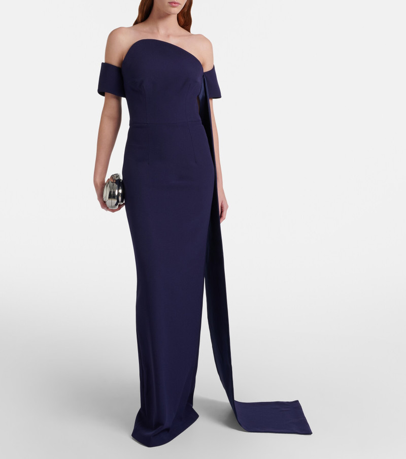Safiyaa Giorgia off-shoulder crêpe gown outlook