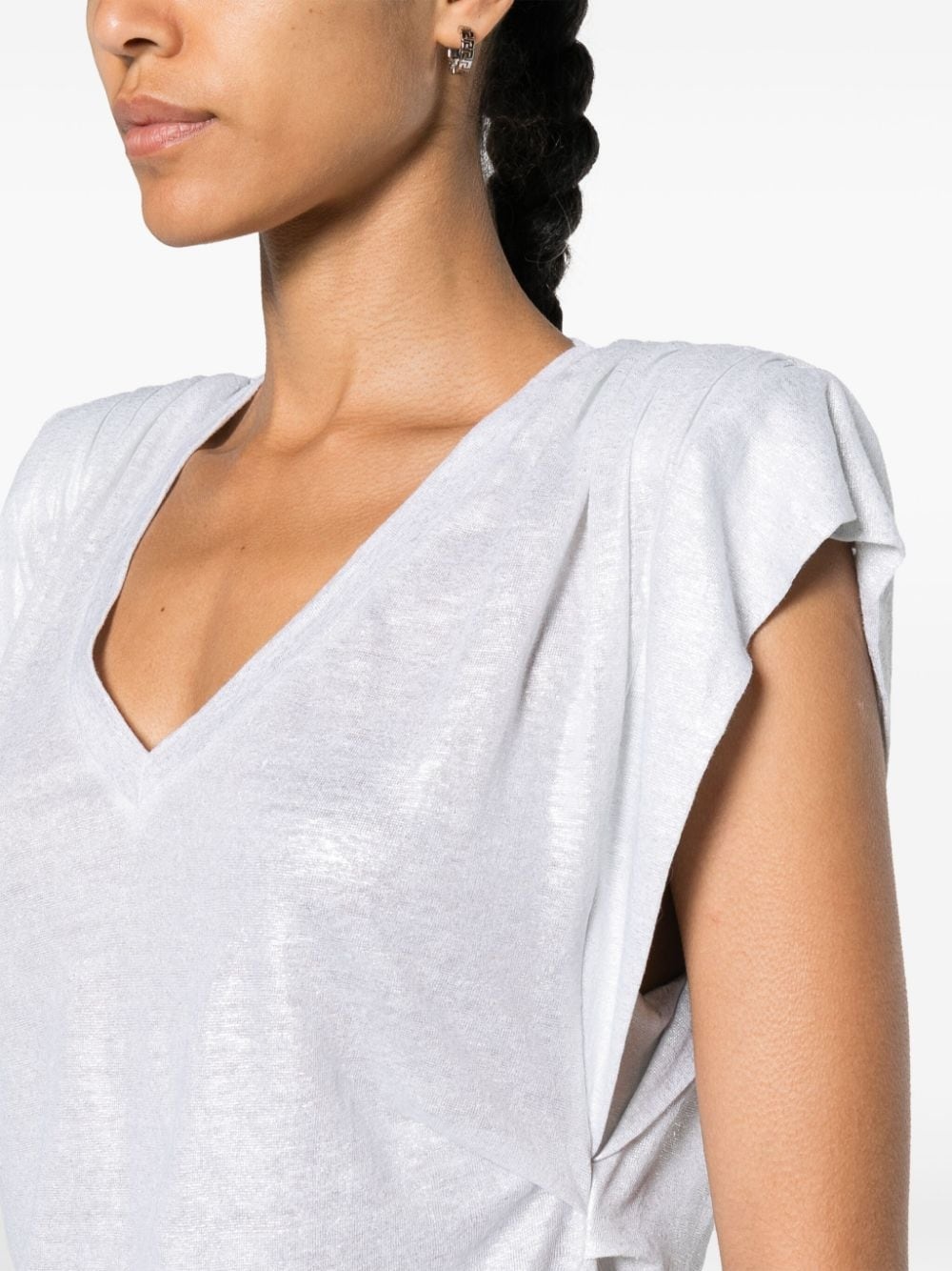 ruched V-neck T-shirt - 5