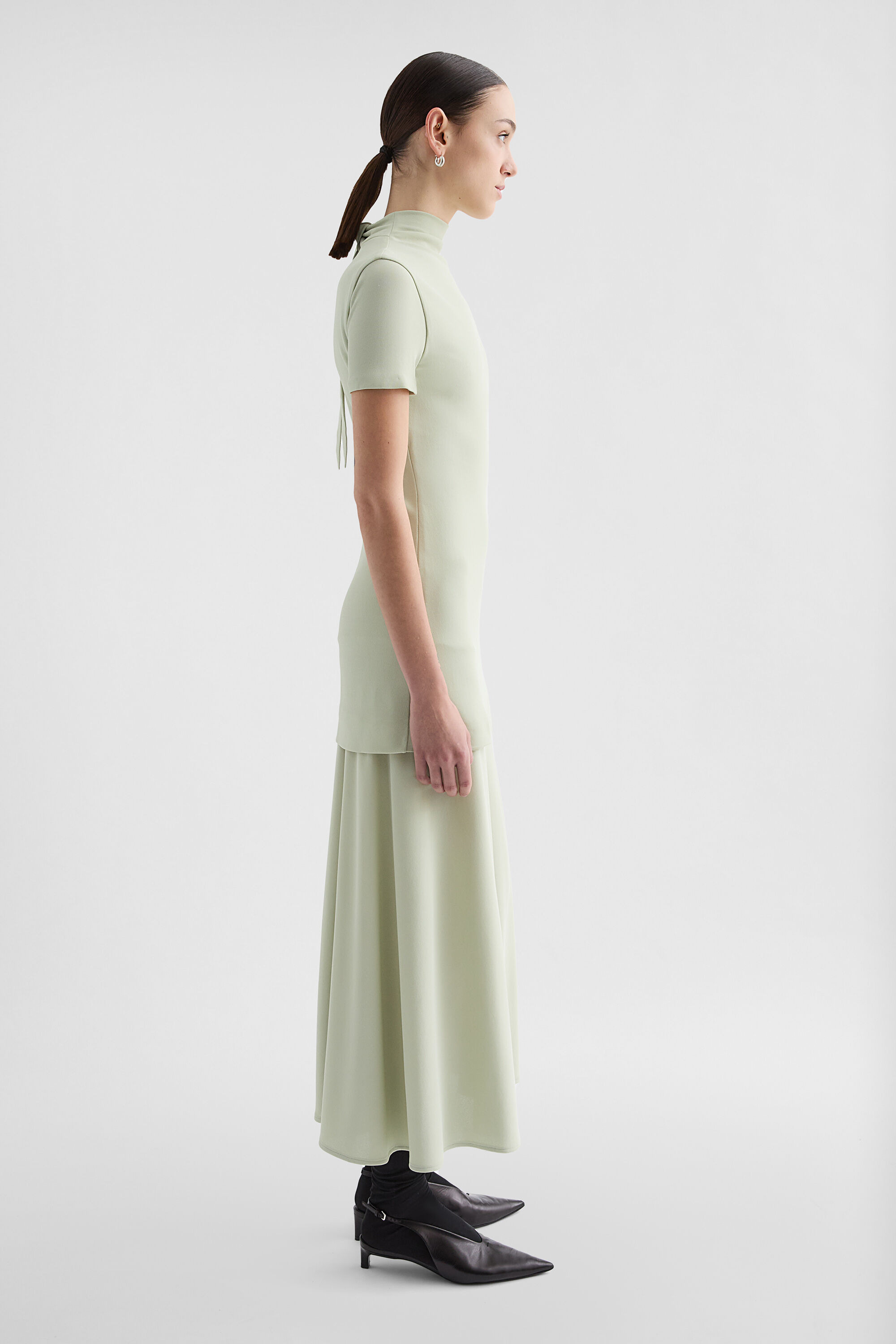 Fluid Viscose High-Neck Dress - 3
