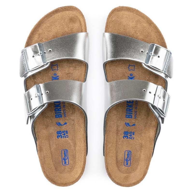 Birkenstock Arizona Soft Footbed Narrow Fit Sandals 'Metallic Silver' 1005961 3