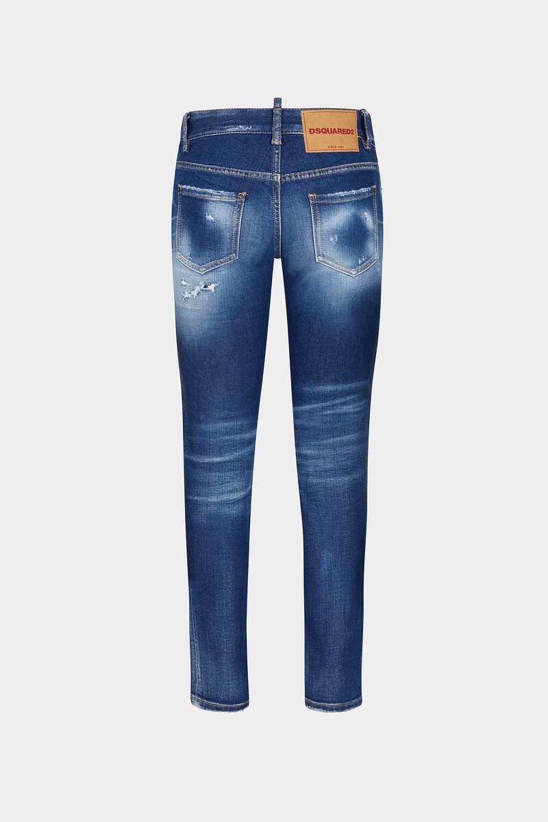 RIPPED KNEE WASH MEDIUM WAIST JENNIFER JEANS - 2