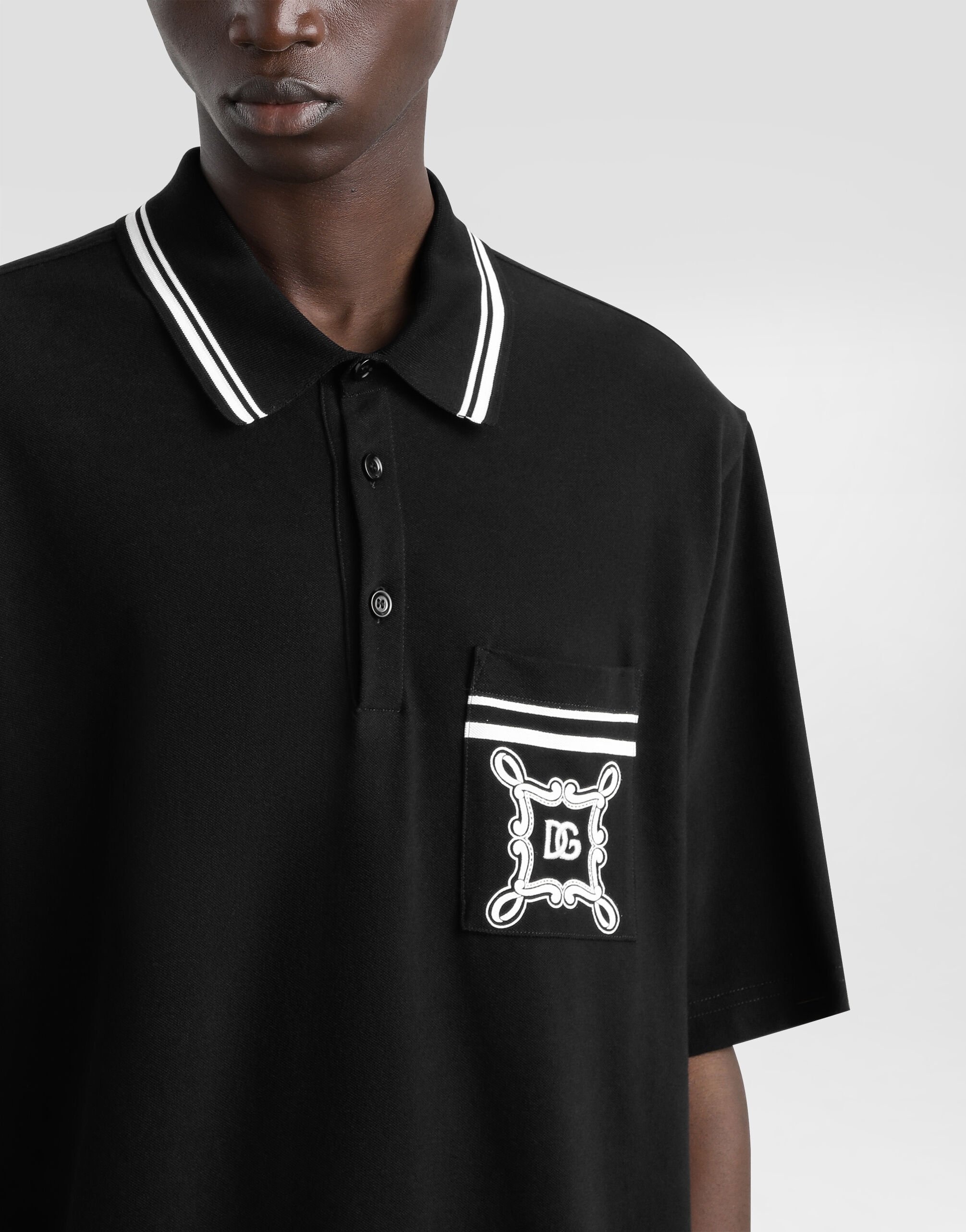 Cotton polo-shirt with bandanna-print details - 5