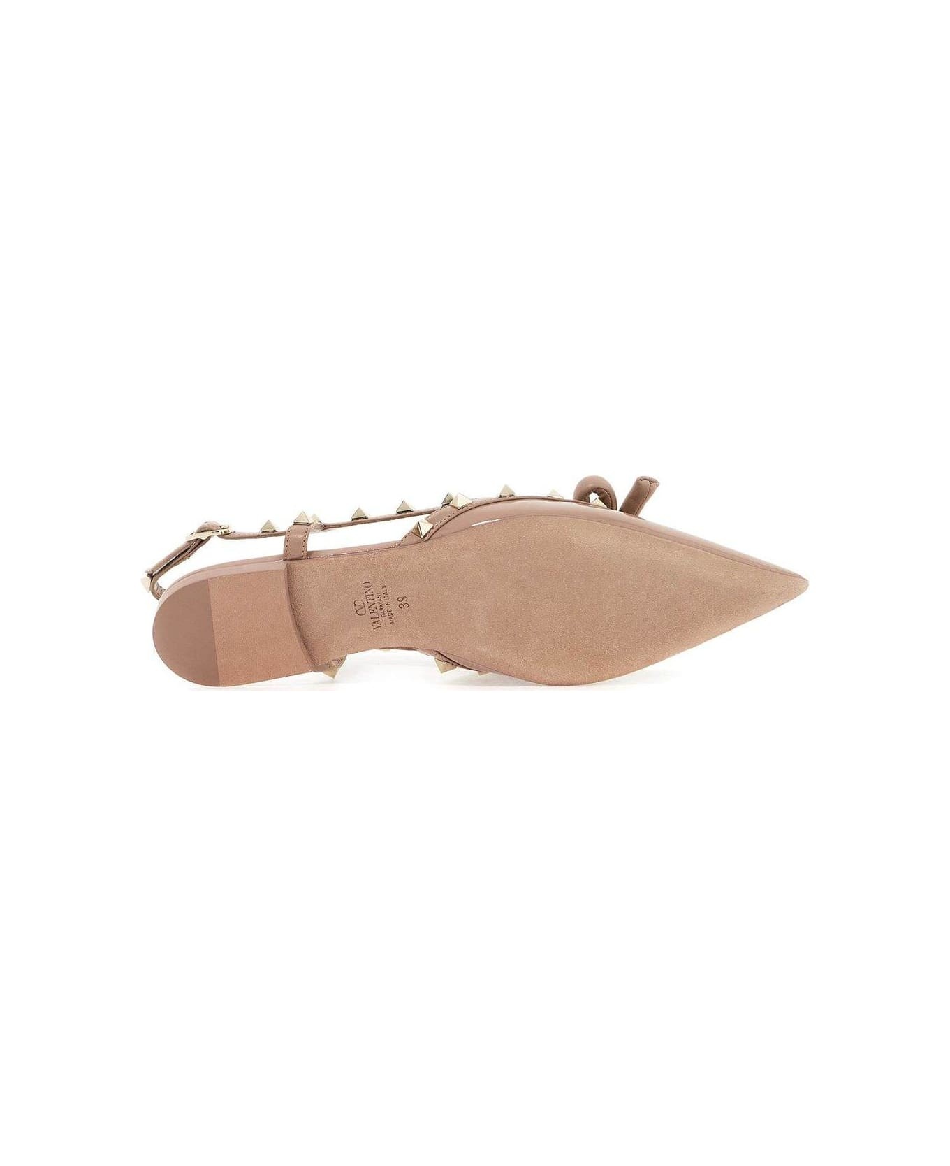 Garavani Rockstud Pointed Toe Slingback Ballerina Shoes - 3