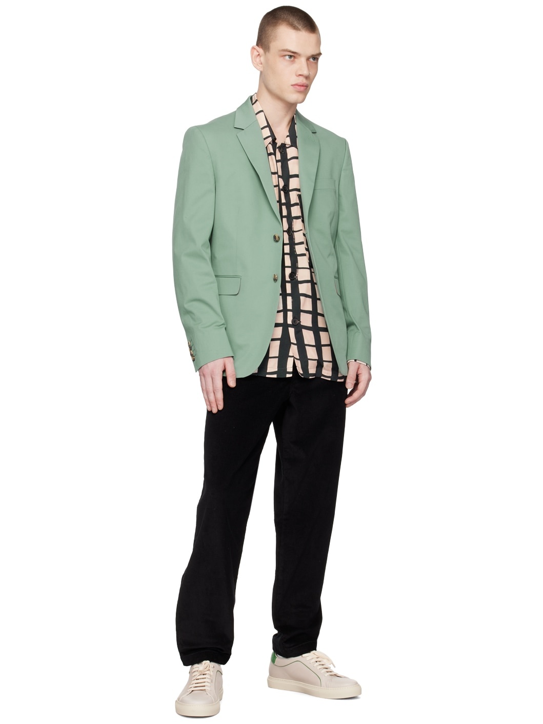 Green Two-Button Blazer - 4