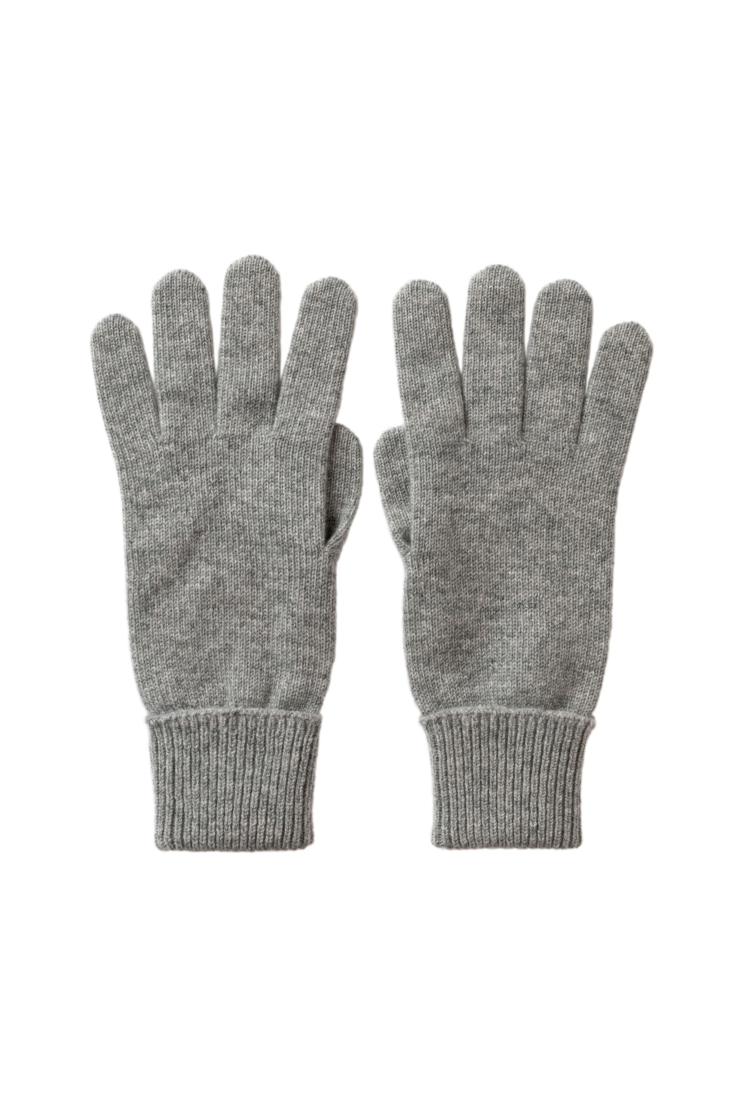 Grey Cashmere Gloves with Turnback Cuffs - 1