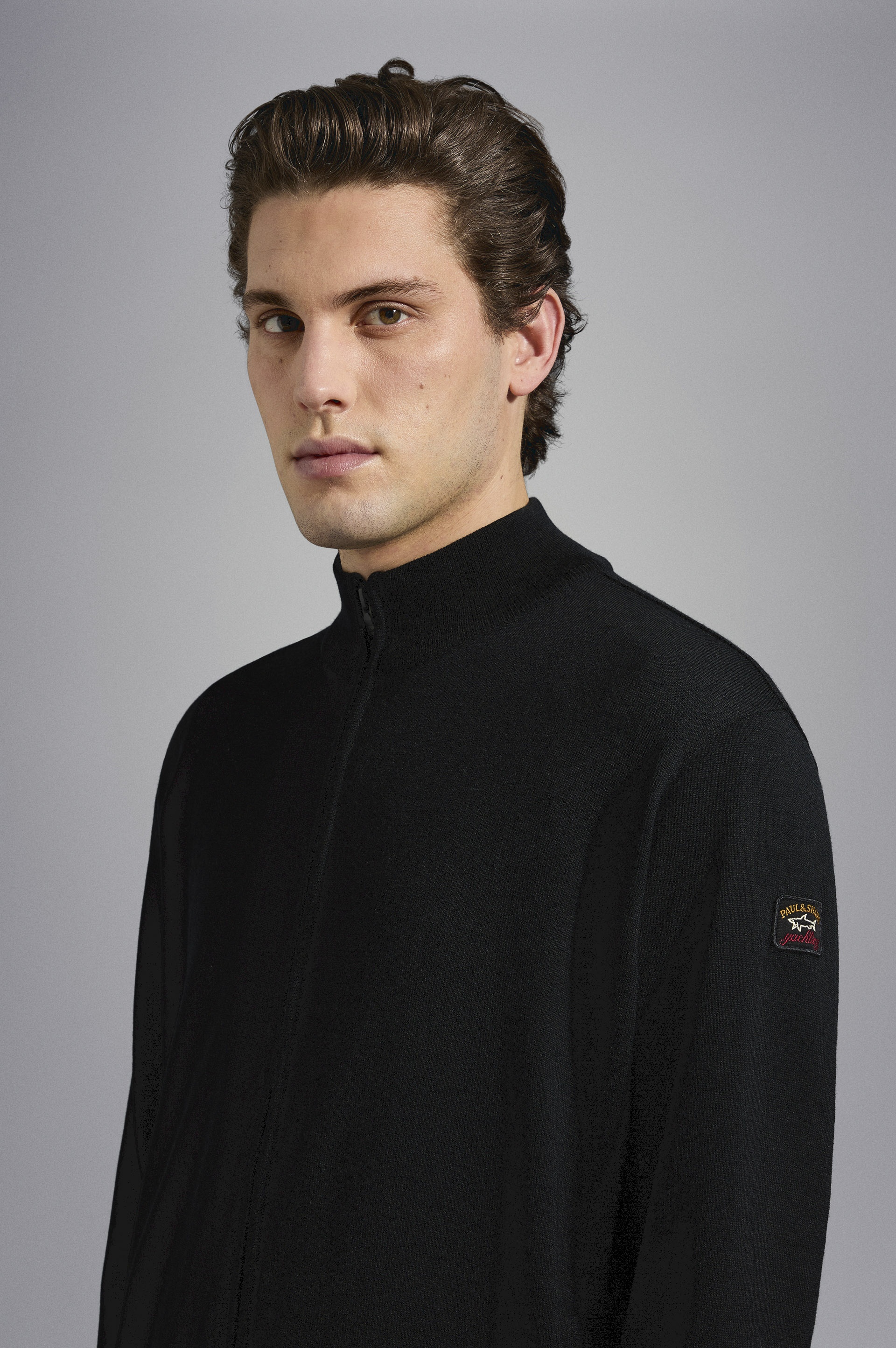 MERINO WOOL FULL ZIP SWEATER WITH ICONIC BADGE - 4