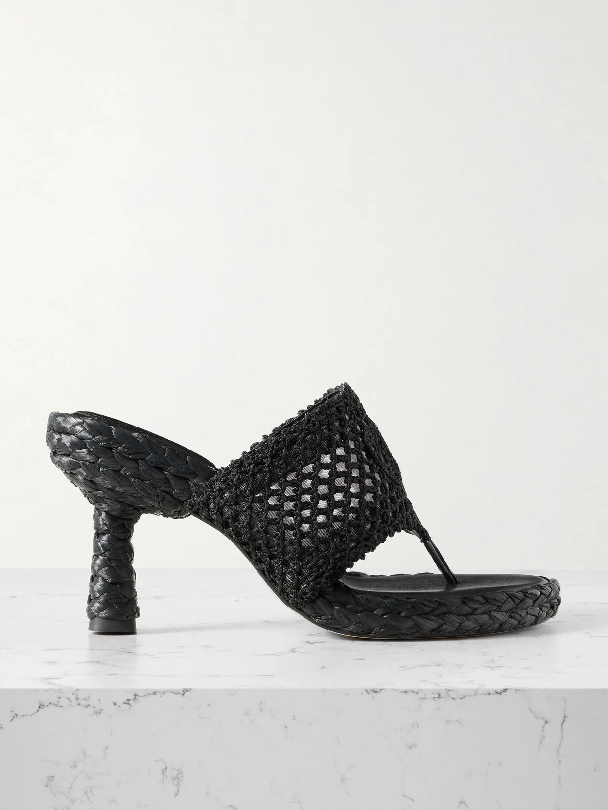 Isla Crocheted Raffia Mules - 1