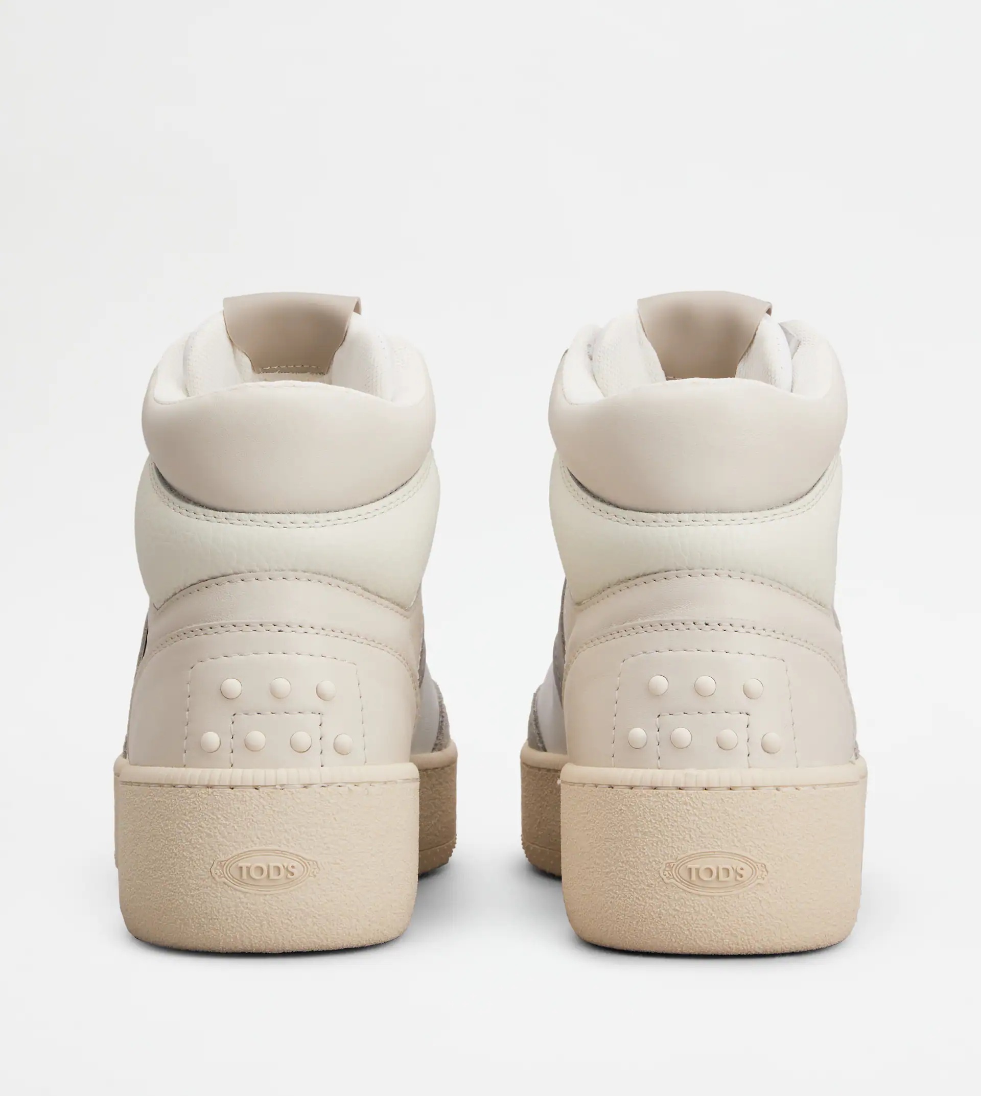 HIGH-TOP PLATFORM SNEAKERS IN LEATHER - GREY, BEIGE, WHITE - 2