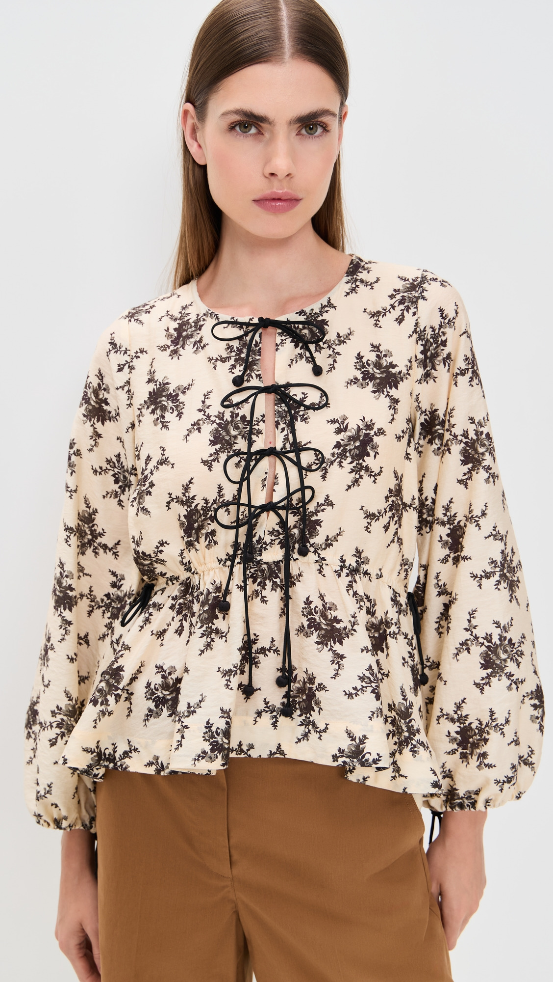 Joan Print Tie Front Top - 2