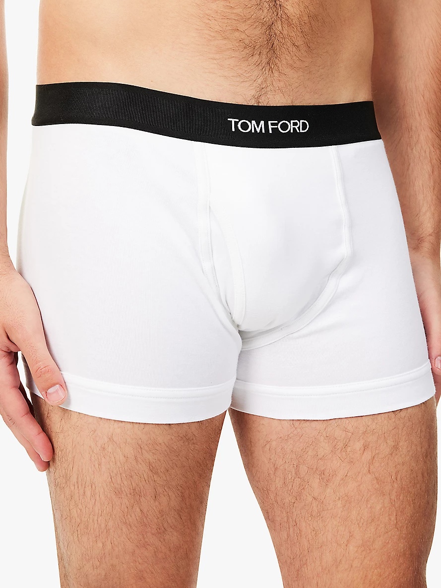 Branded-waistband pack of two stretch-cotton trunks - 4