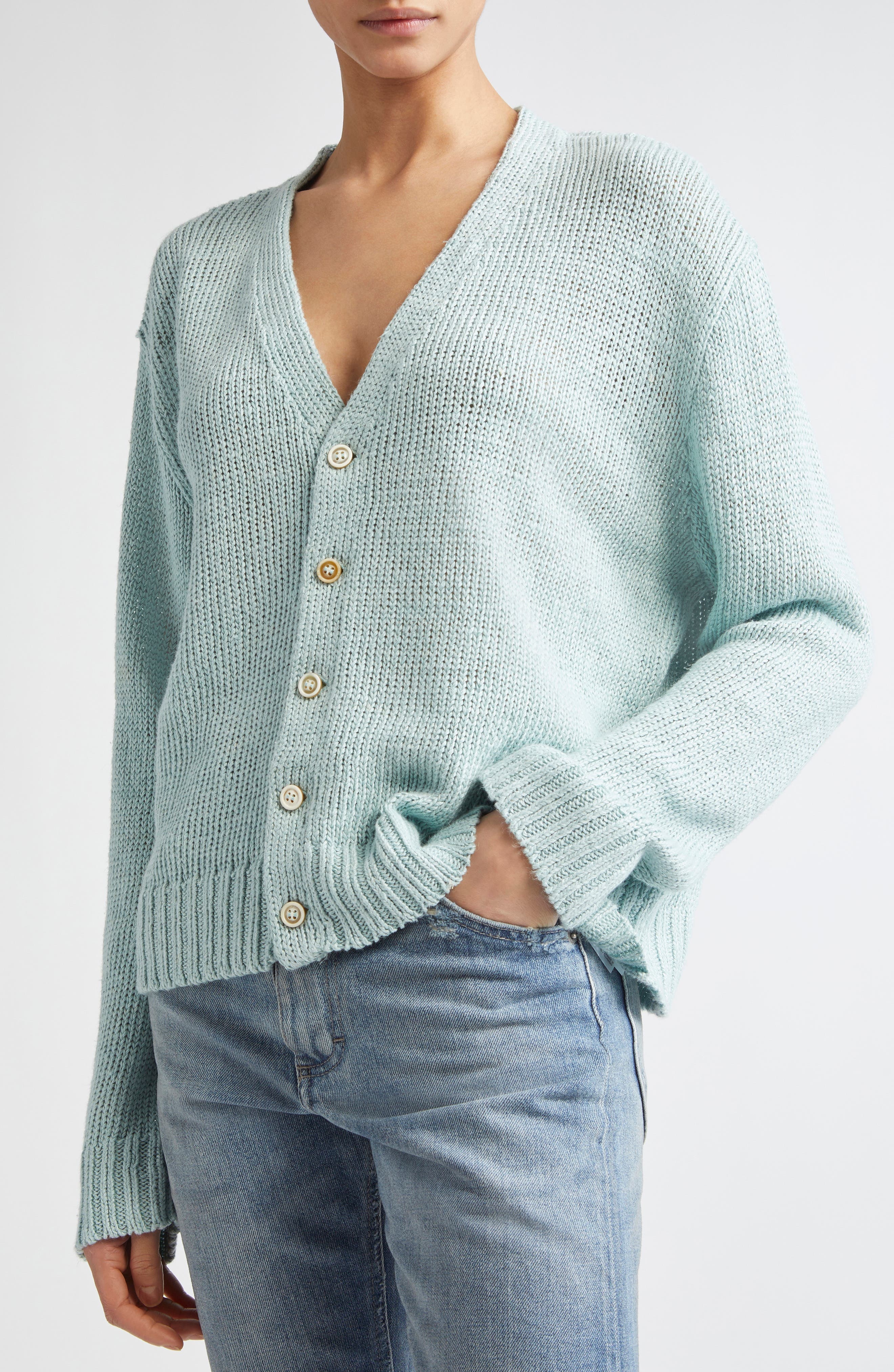 Maison Margiela Gardening Hemp Cardigan in Light Blue at Nordstrom - 5