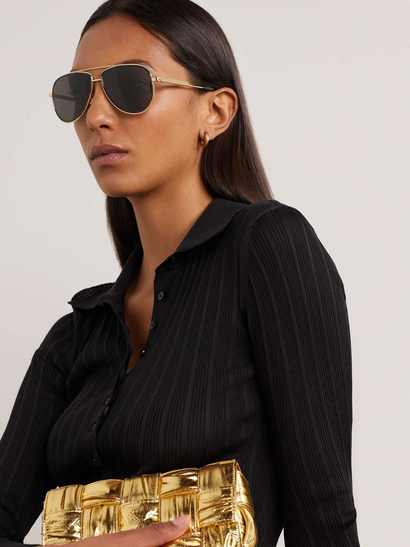 Aviator-style gold-tone sunglasses - 2