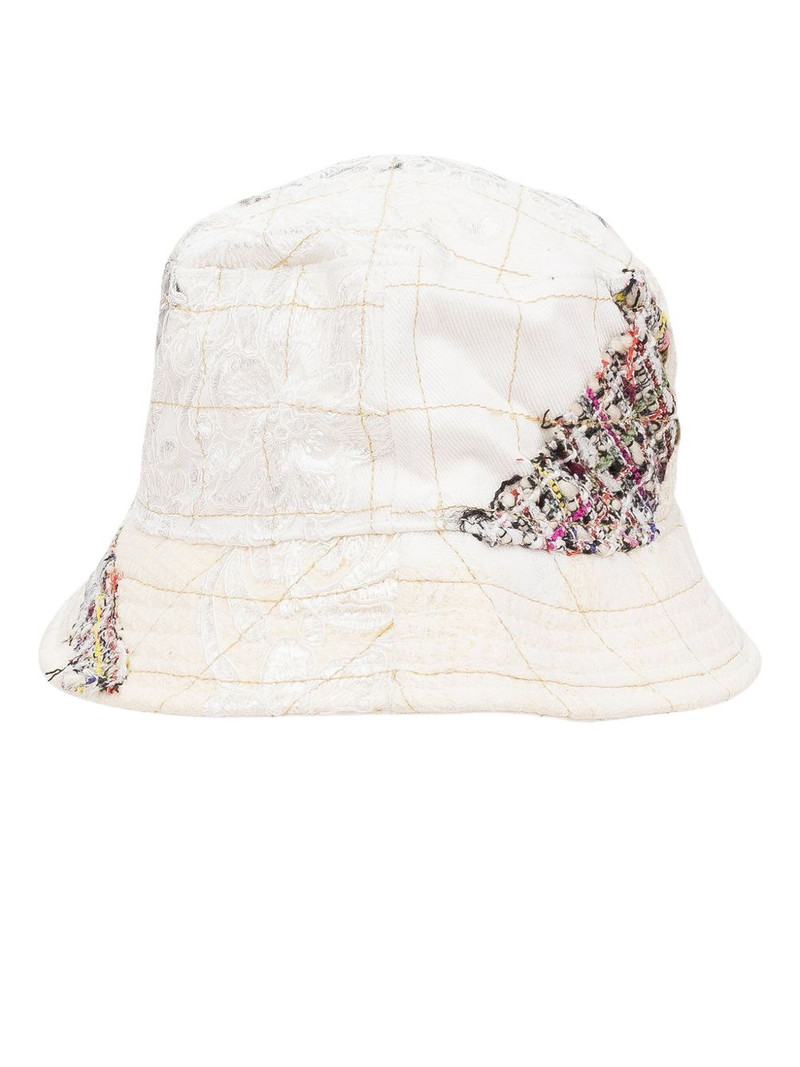 WHO DECIDES WAR tweed patchwork bucket hat outlook