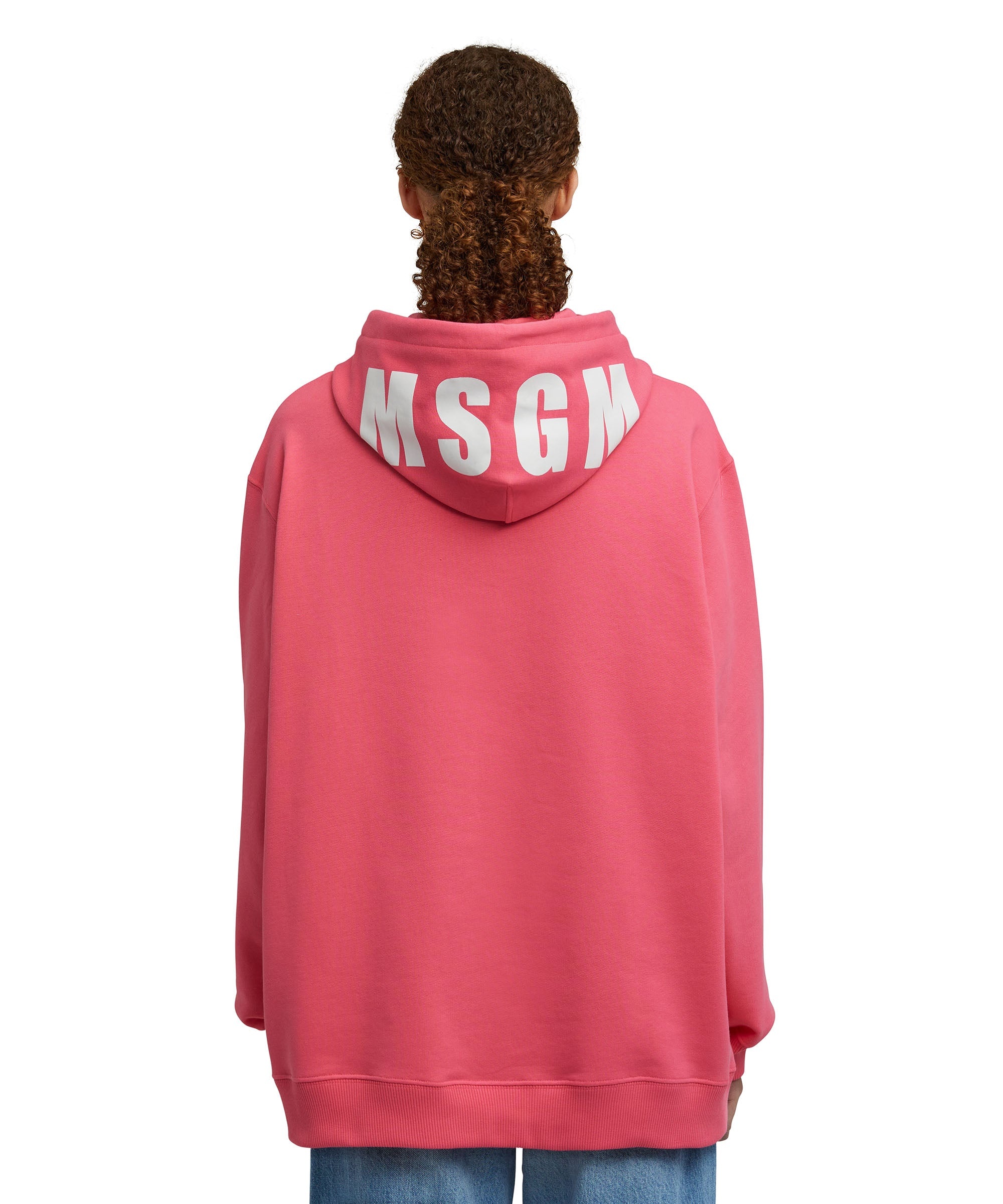 Solid color cotton hooded sweatshirt with MSGM logo - 4