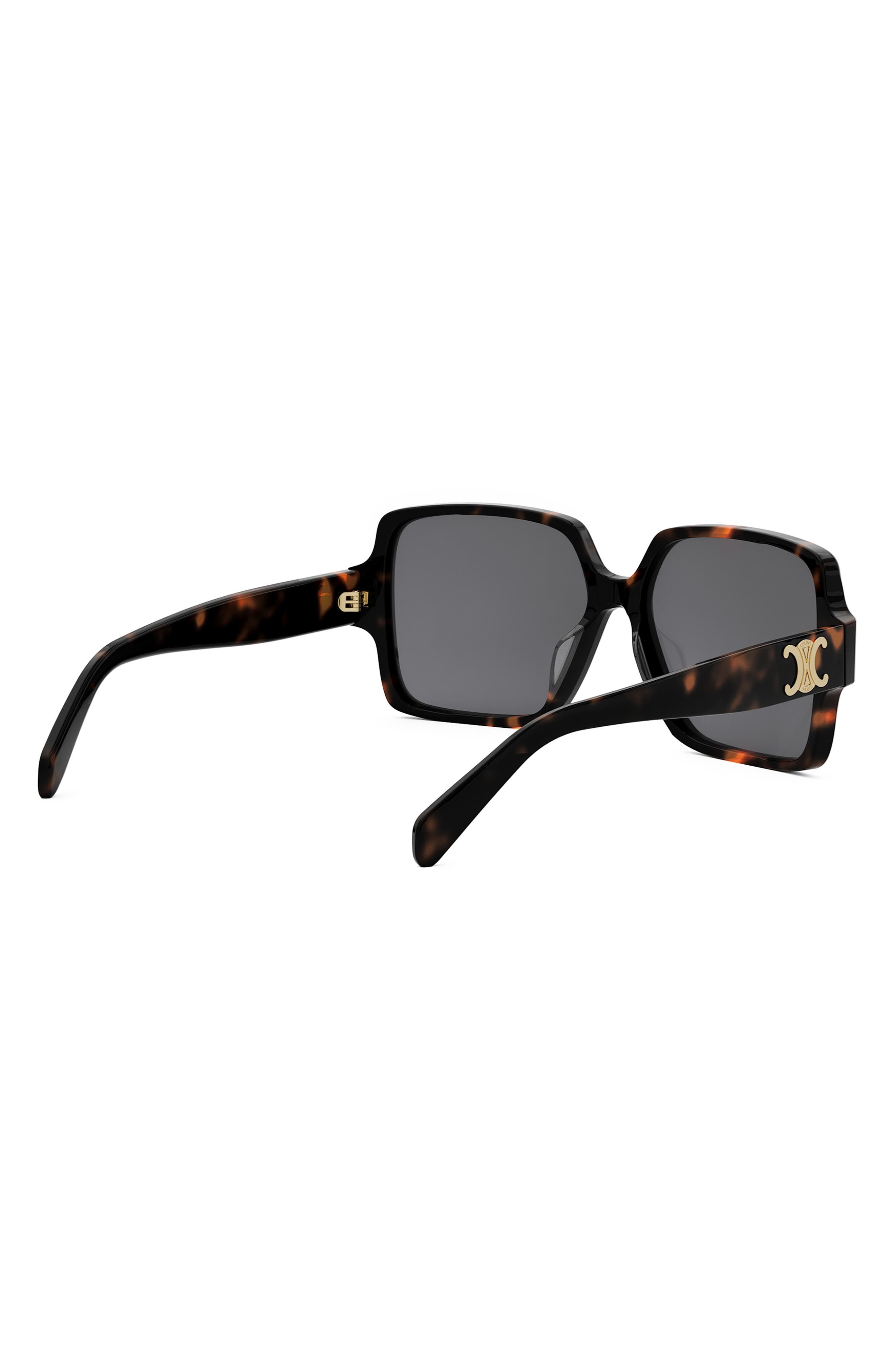 CELINE Triomphe 60mm Square Sunglasses in Dark Havana /Smoke at Nordstrom - 3