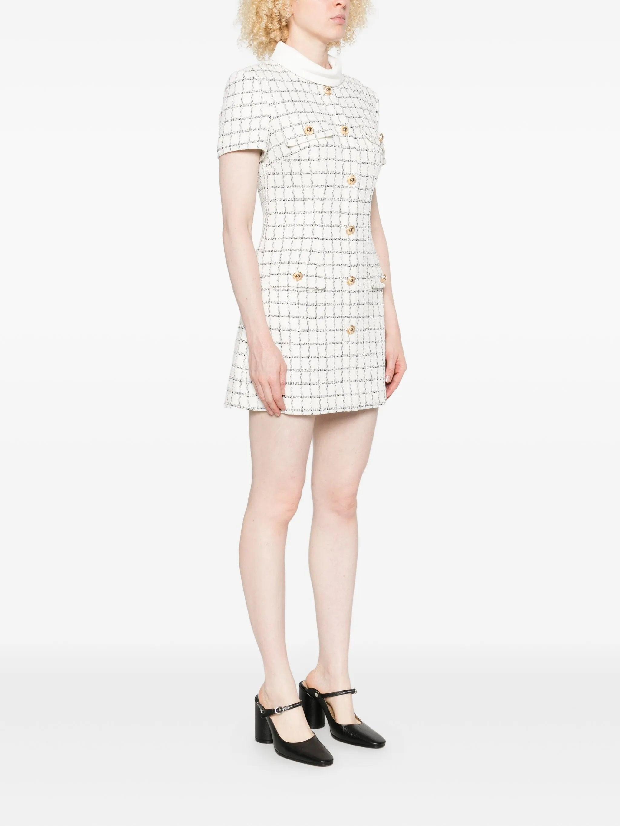 Self-portrait Checked Button-detailed Mini Dress - 2