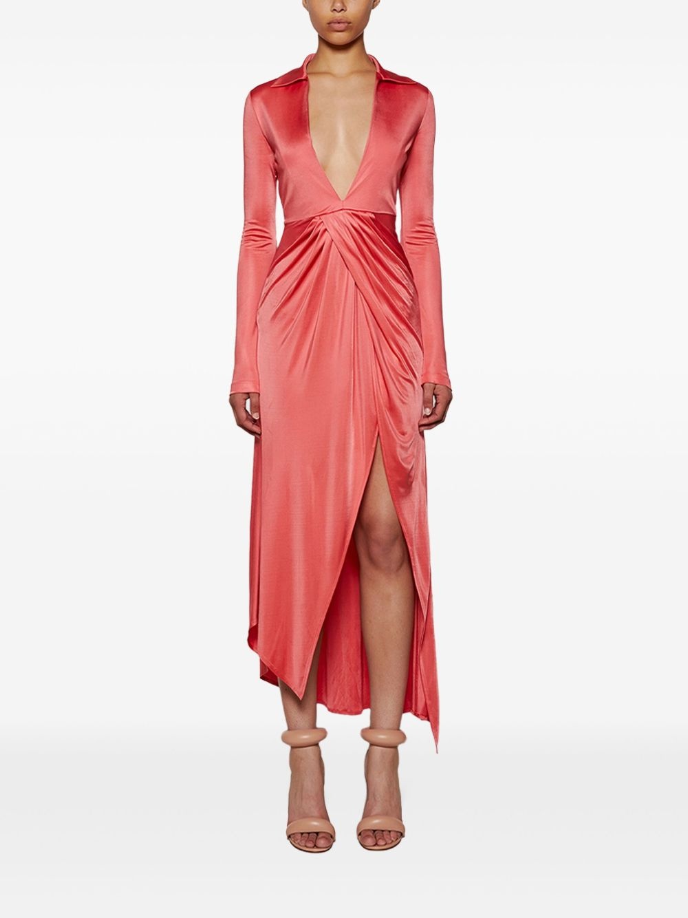 draped midi dress - 2