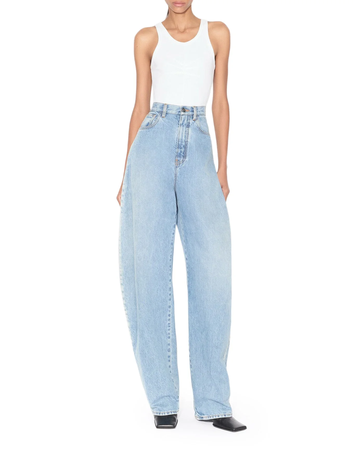 COTTON TANK TOP WITH PLEATS - 1