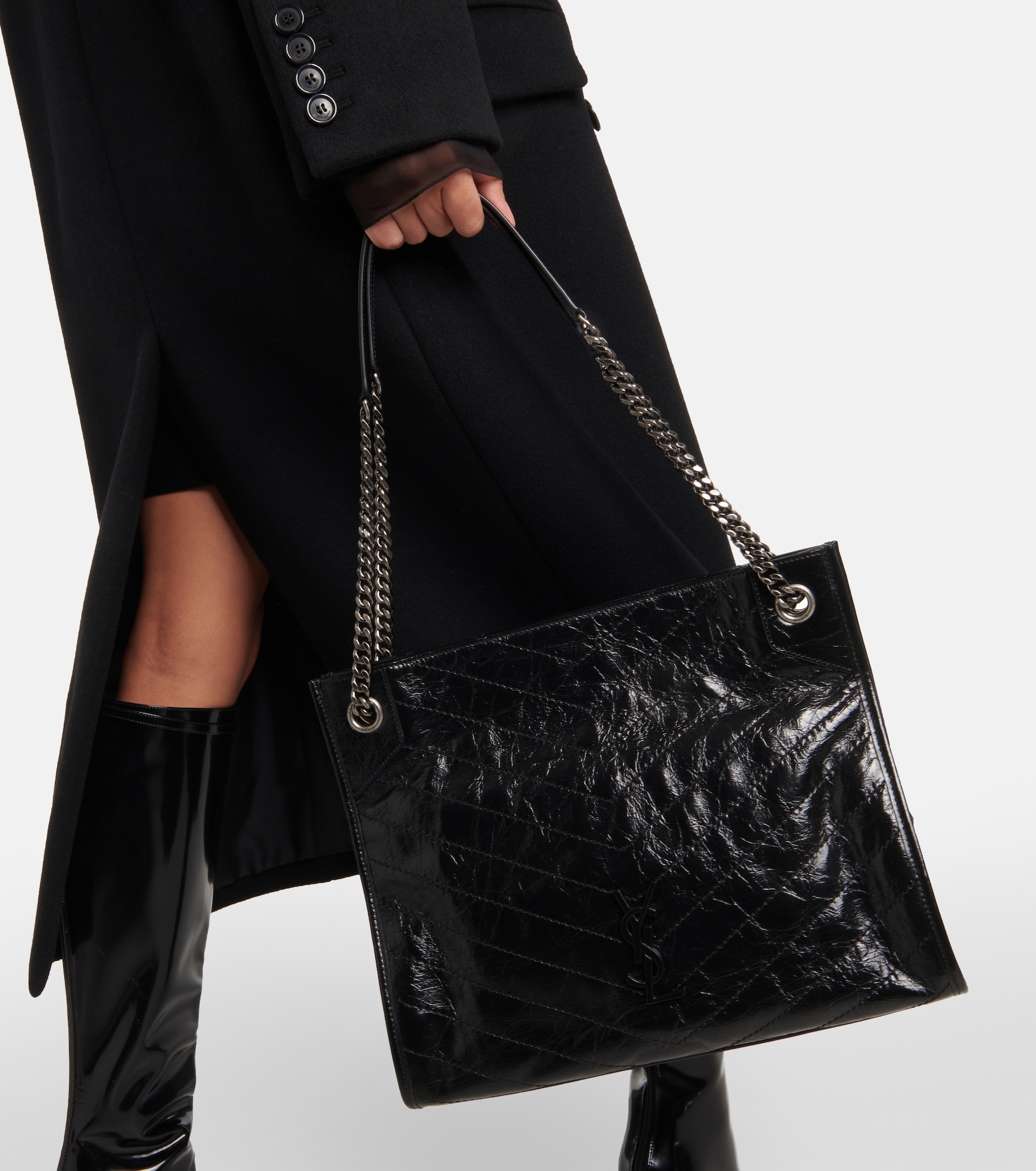 Niki crinkled leather shopper - 4