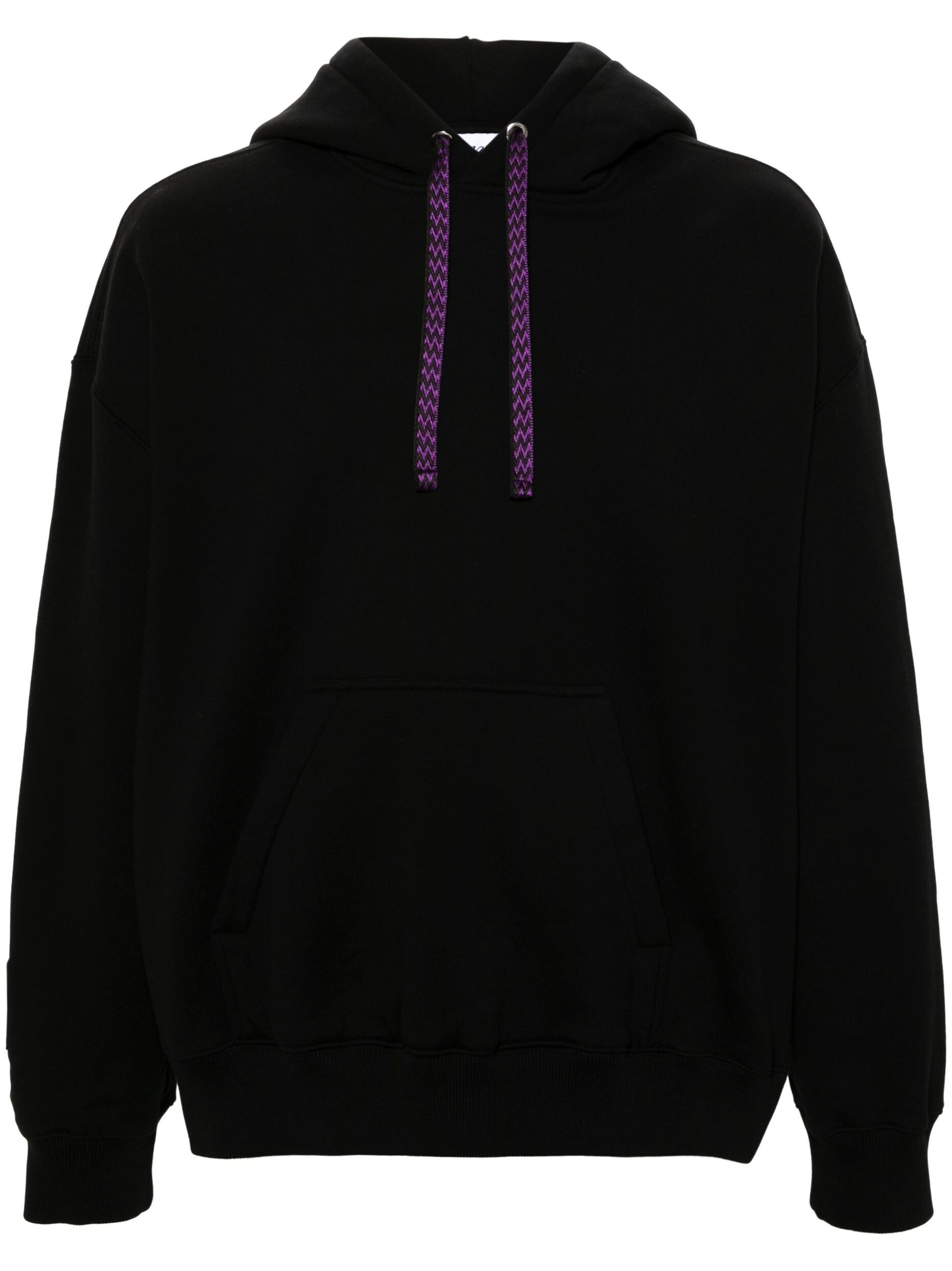 Black Logo-Embroidered Cotton Hoodie - 1